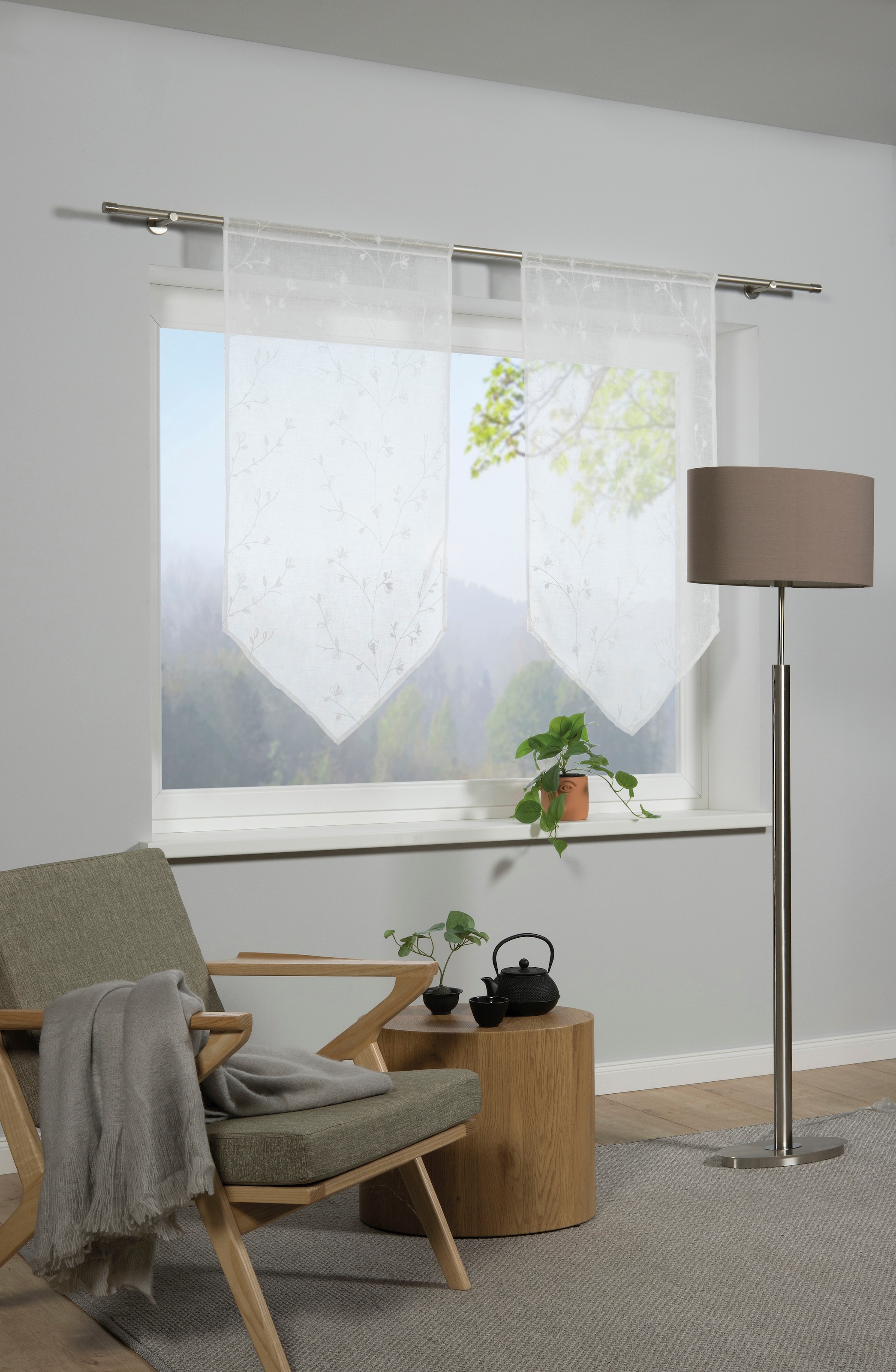 GARDINIA Gardine »weiss« Stangendurchzug 1 Stk. tlg. transparent, Polyester, Panneaux mit Stickerei