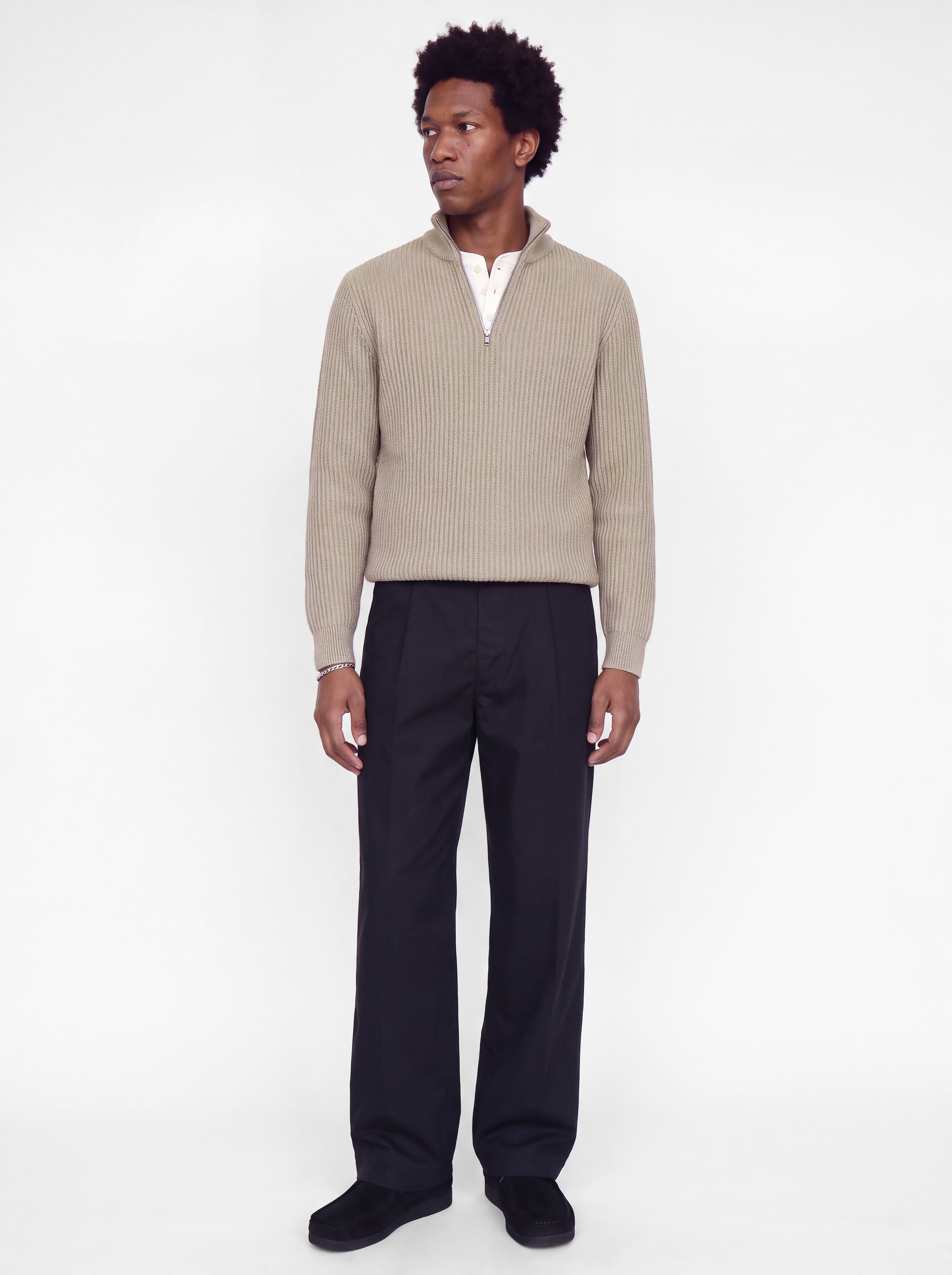 Jack & Jones Troyer »JJSAGE KNIT HALF ZIP« Materialmix, locker geschnitten