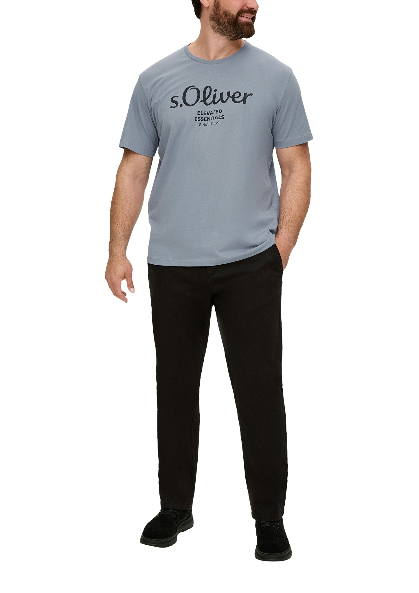 Image of s.Oliver Men Big Sizes Kurzarmshirt mit Logo-Print/Grosse Grössen