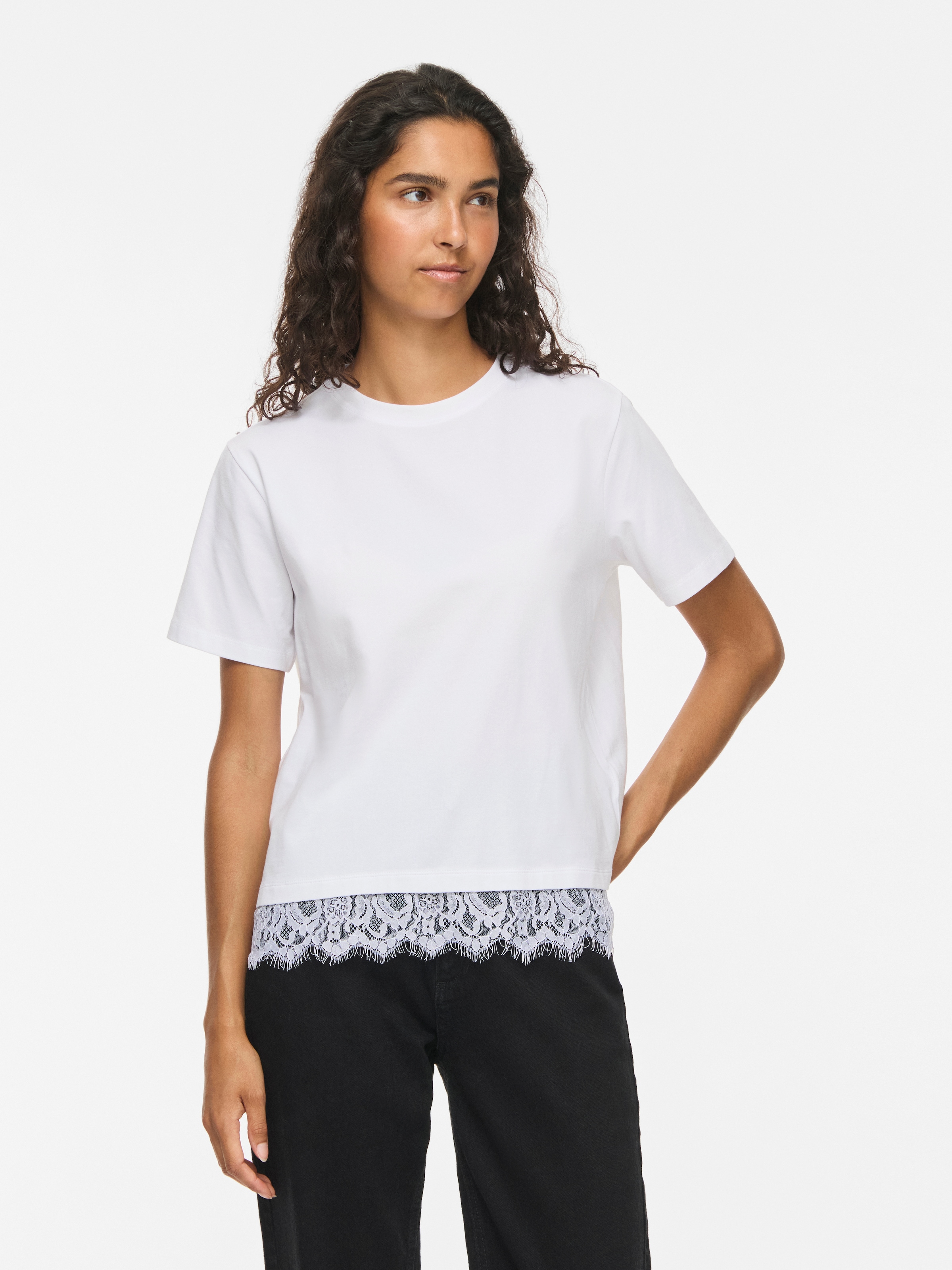Image of Vila Spitzenshirt "VINORA S/S LACE T-SHIRT - NOOS" Baumwollmischung, regular fit, mit Spitze