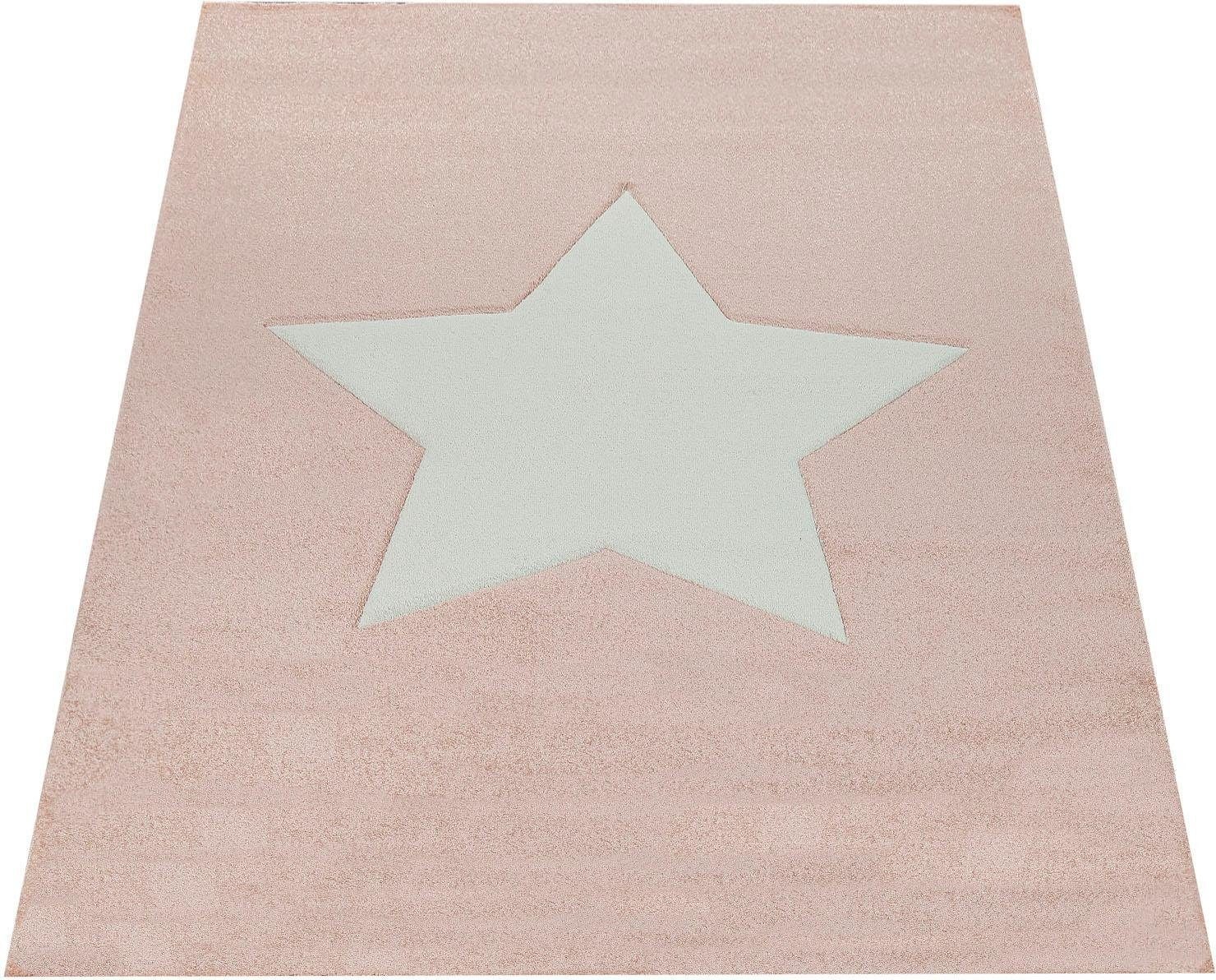 Image of Paco Home Kinderteppich »Cosmo 397«, rechteckig, 18 mm Höhe, 3D-Design, Motiv Stern, Pastell-Farben, Kinder- und Jugendzimmer bei Ackermann Versand Schweiz
