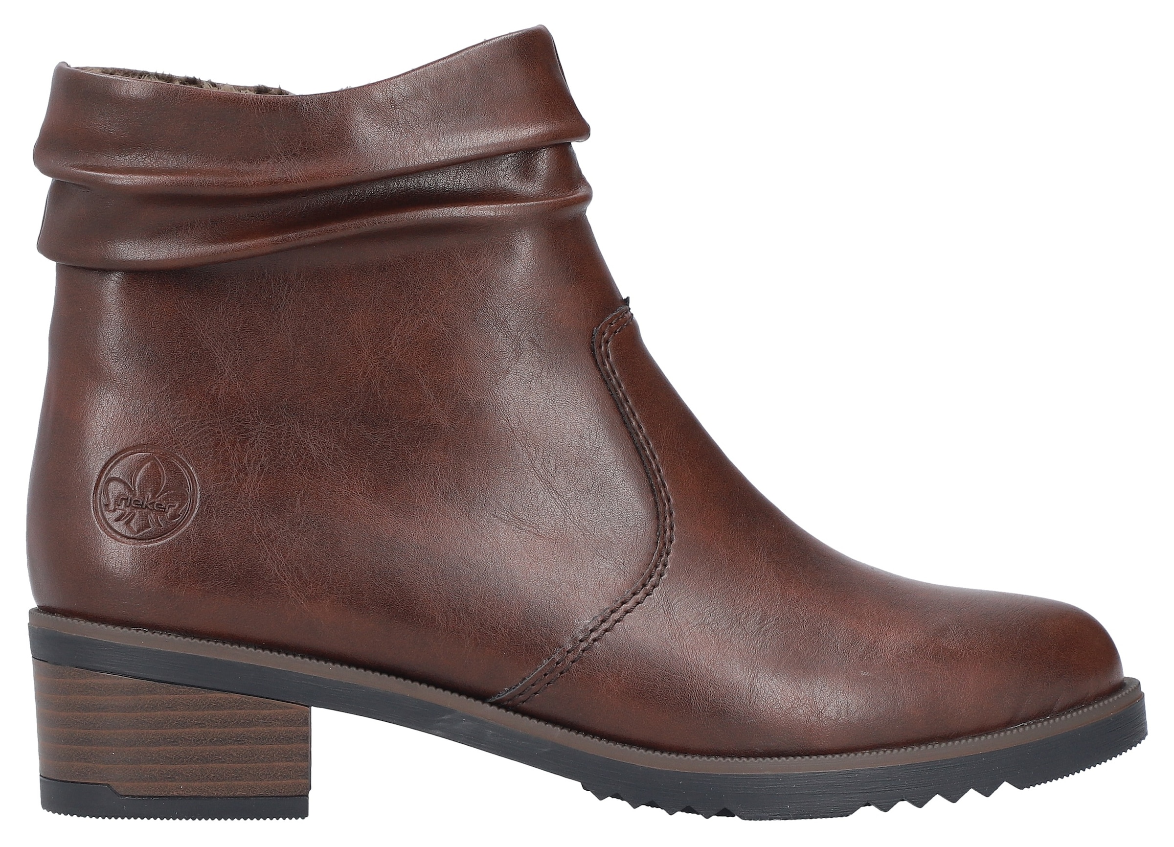 Rieker Stiefelette, Boots, Blockabsatz, slouchy Schaft, mit Innenreissverschluss