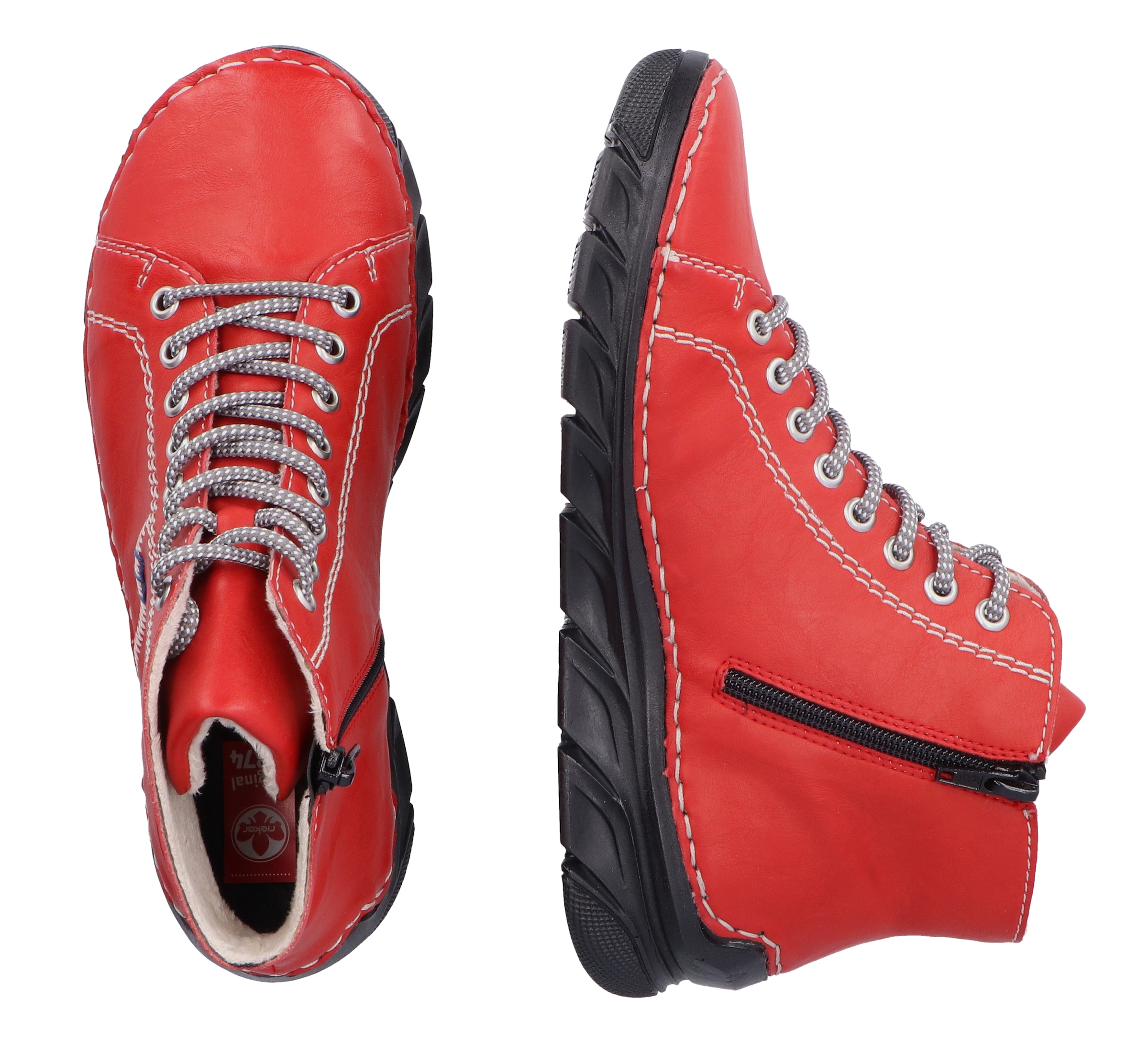 Rieker Schnürboots, Schnürstiefelette, High Top Sneaker, Schnürschuh mit Kontrastnaht