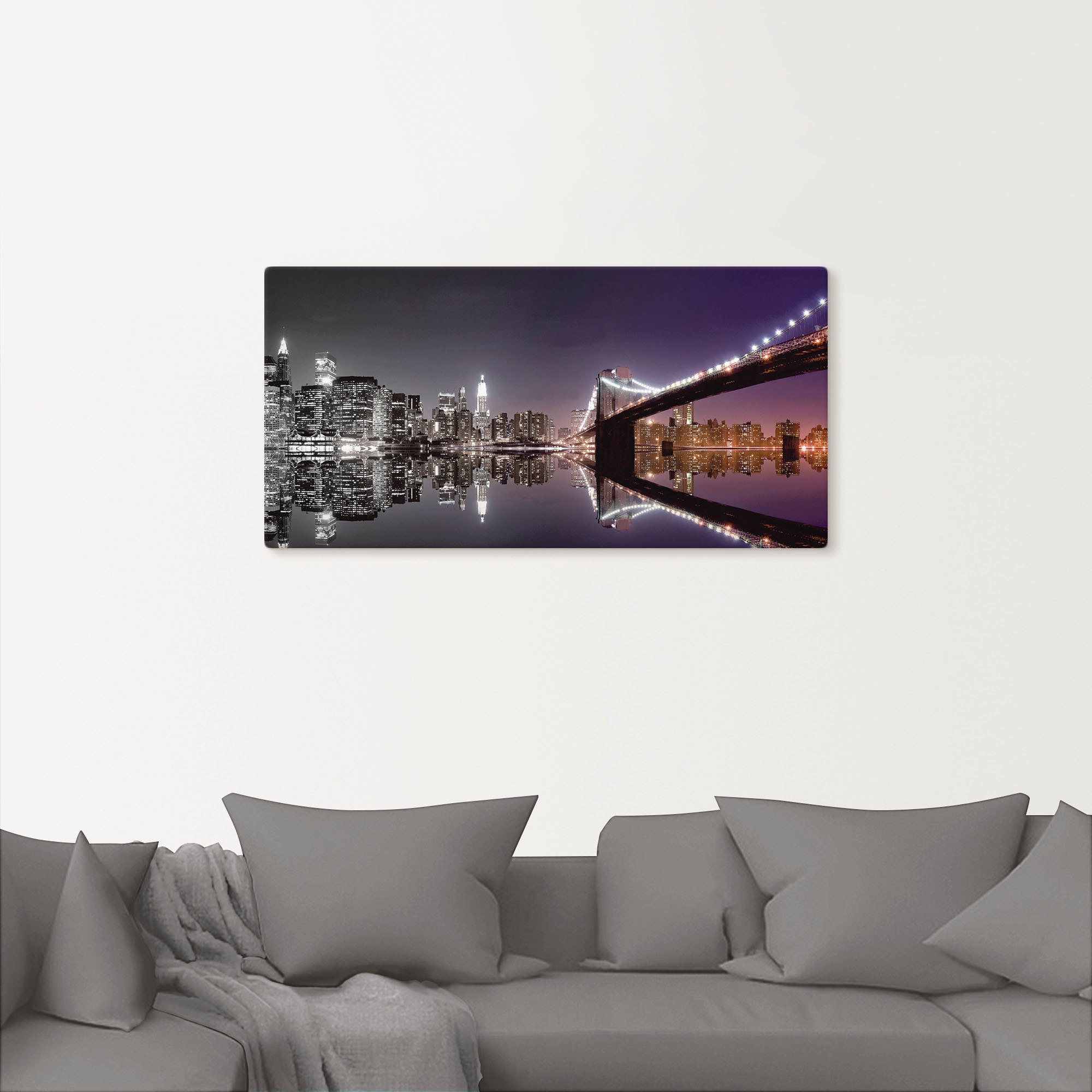 Artland Wandbild »New York Skyline nächtliche Reflektion«, Amerika, (1 St.), als Leinwandbild, Poster, Wandaufkleber in verschied. Grössen
