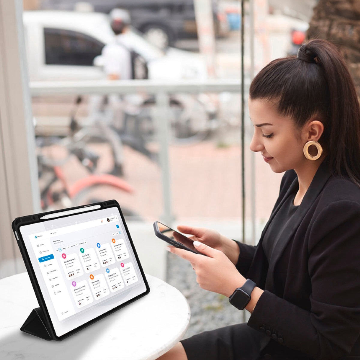 4smarts Tablet-Hülle »Folio Case Basic für Apple iPad Pro 13 (M4, 2024)«, Backcover, Schutzhülle, Handyschutzhülle, Case, Schutzcase, stossfest