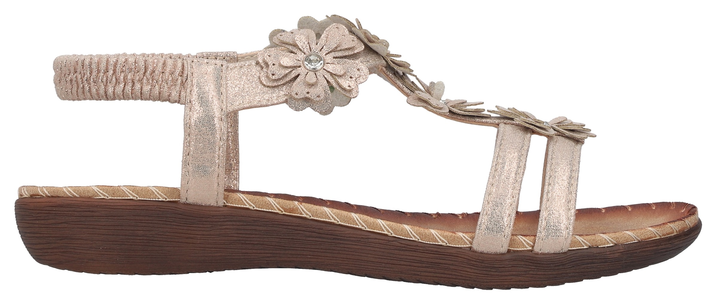 Rieker Sandale  chaussure d'été, chaussure de vacances avec décoration florale et strass