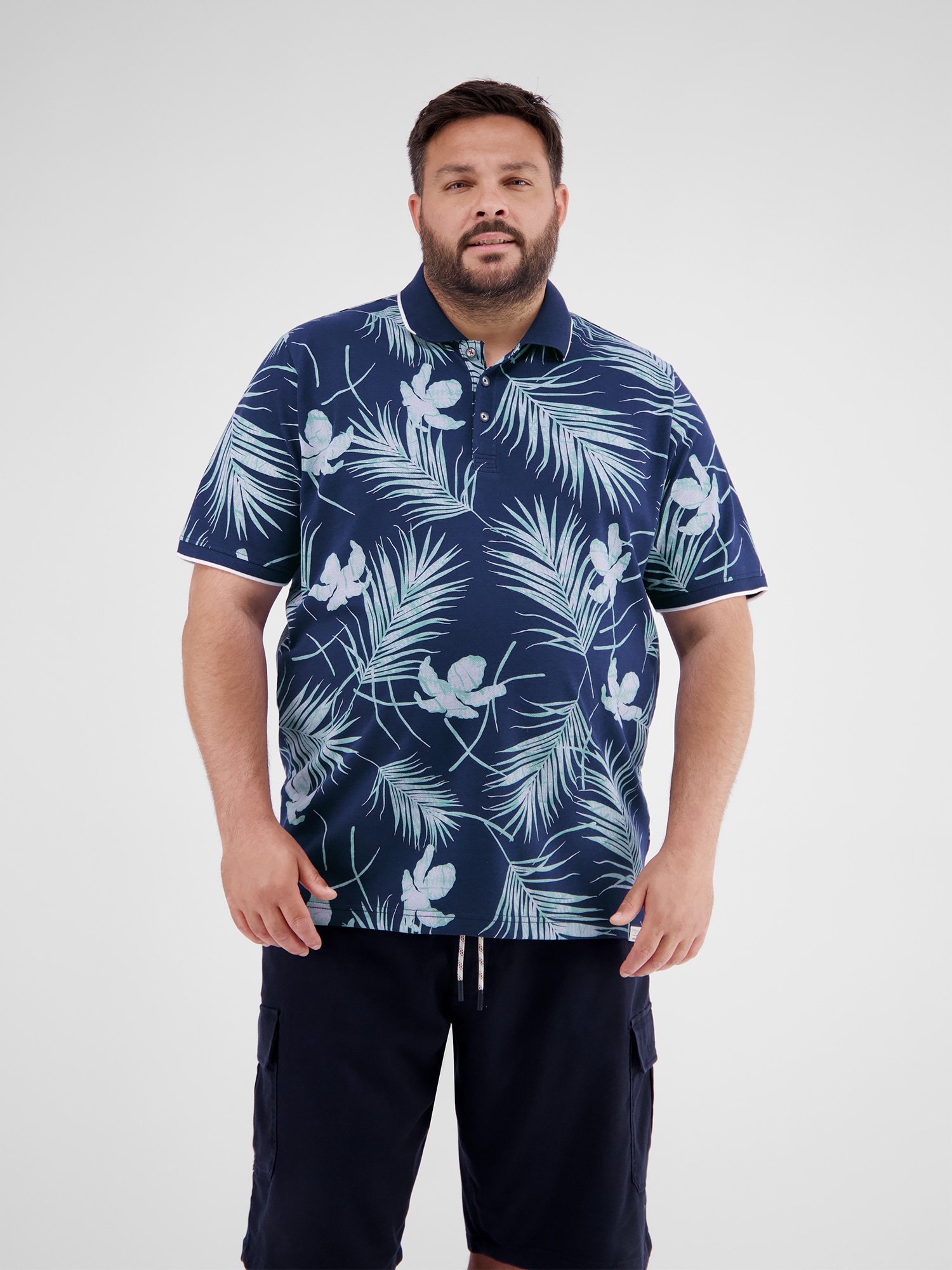 Image of LERROS Poloshirt "Herren-Poloshirt, floral gemustert in Grossen Grössen"