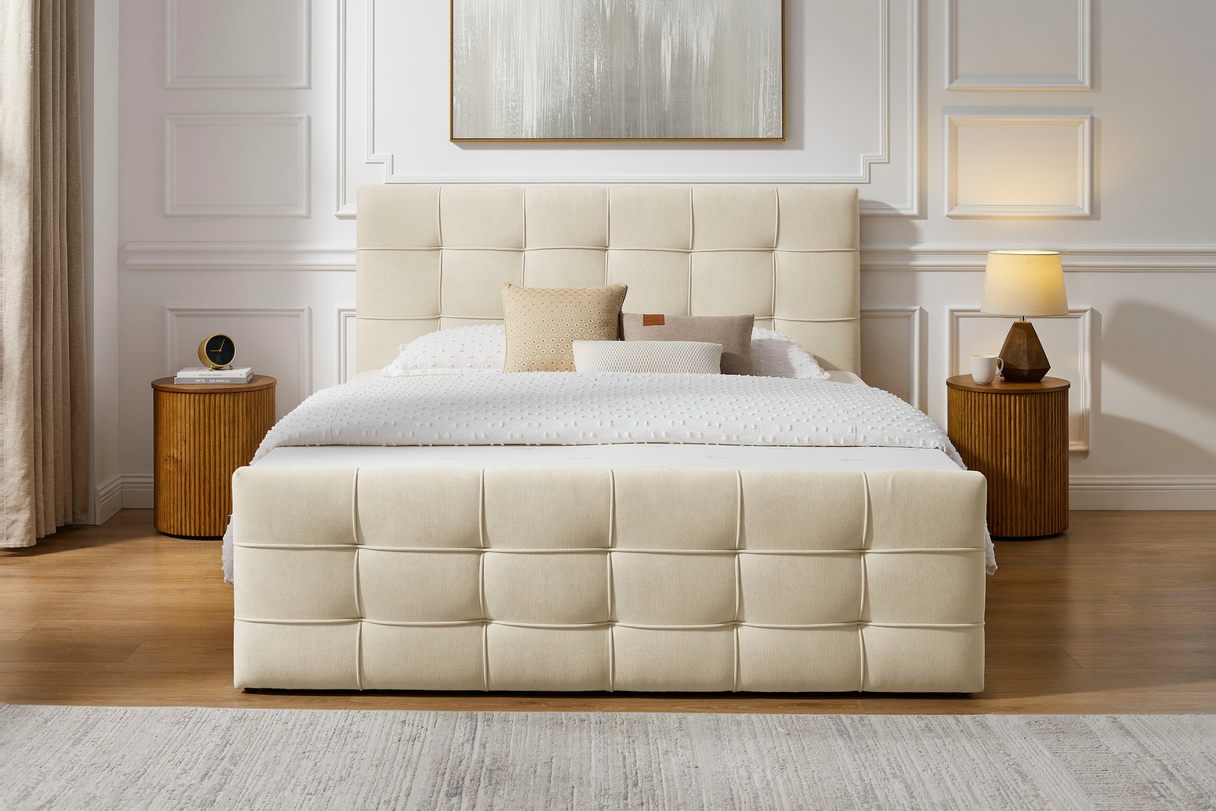 GOODproduct Boxbett »LILIENNE, Polsterbett mit Bettkasten und Taschenfederkernmatratze H3« mit Kaltschaumtopper, Chenille-Bezug, 160x200 & 180x200 cm