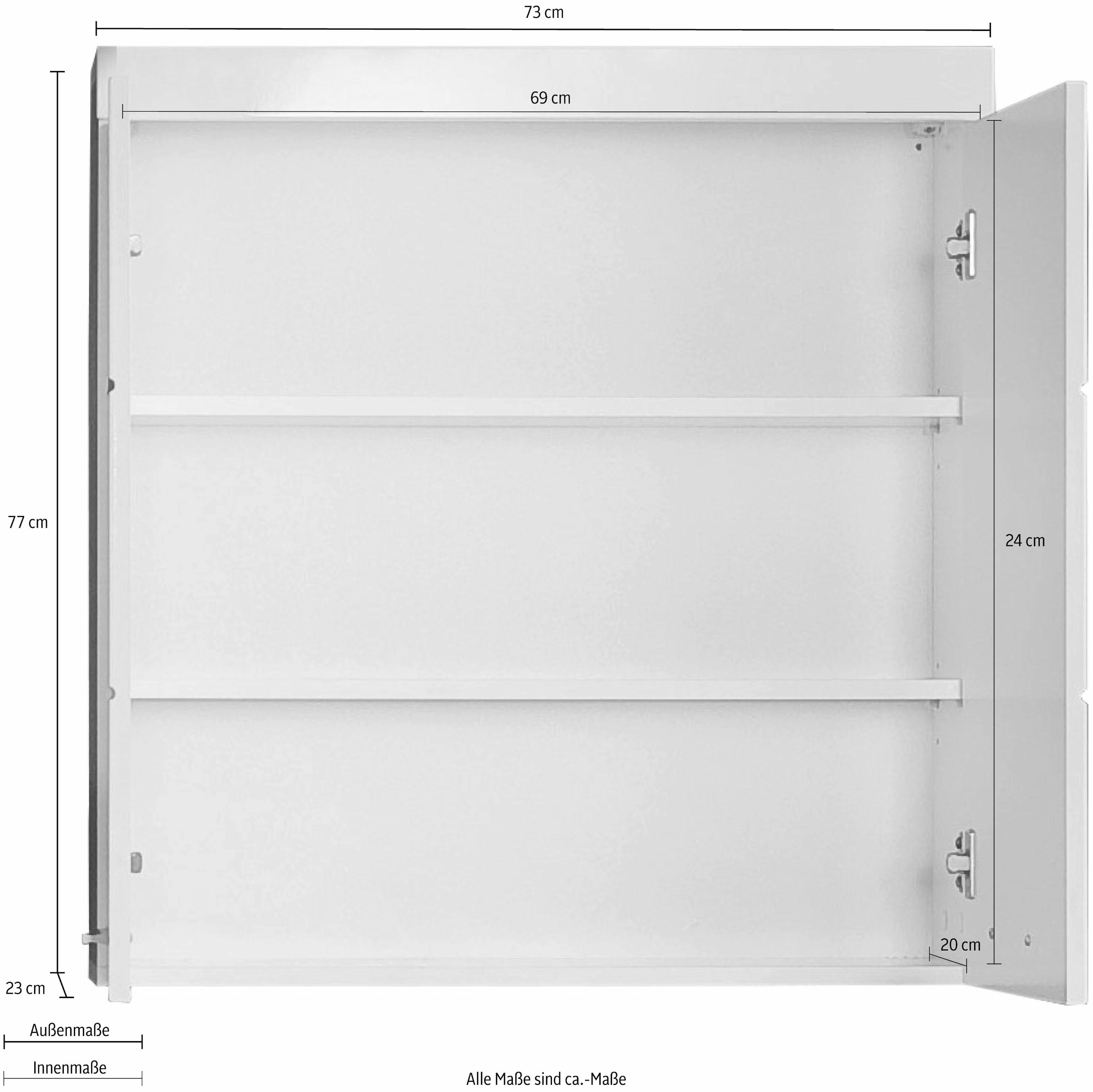 welltime Hängeschrank »Avena«, Badschrank breit mit verstellbaren Böden - Masse (B/T/H) 73/23/77 cm