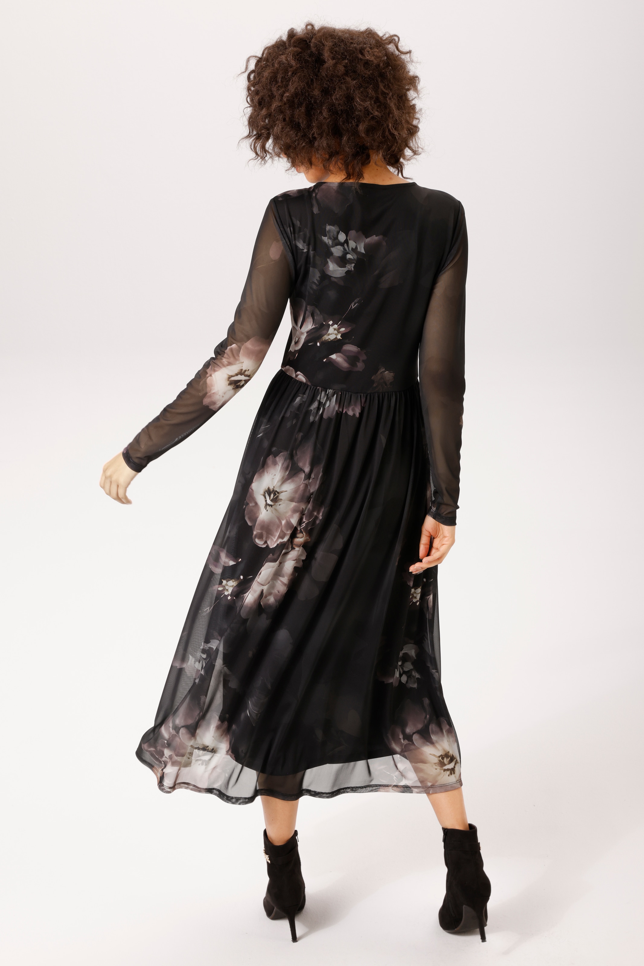 Aniston CASUAL Robe midi imprimé de grandes fleurs batik - NOUVELLE COLLECTION