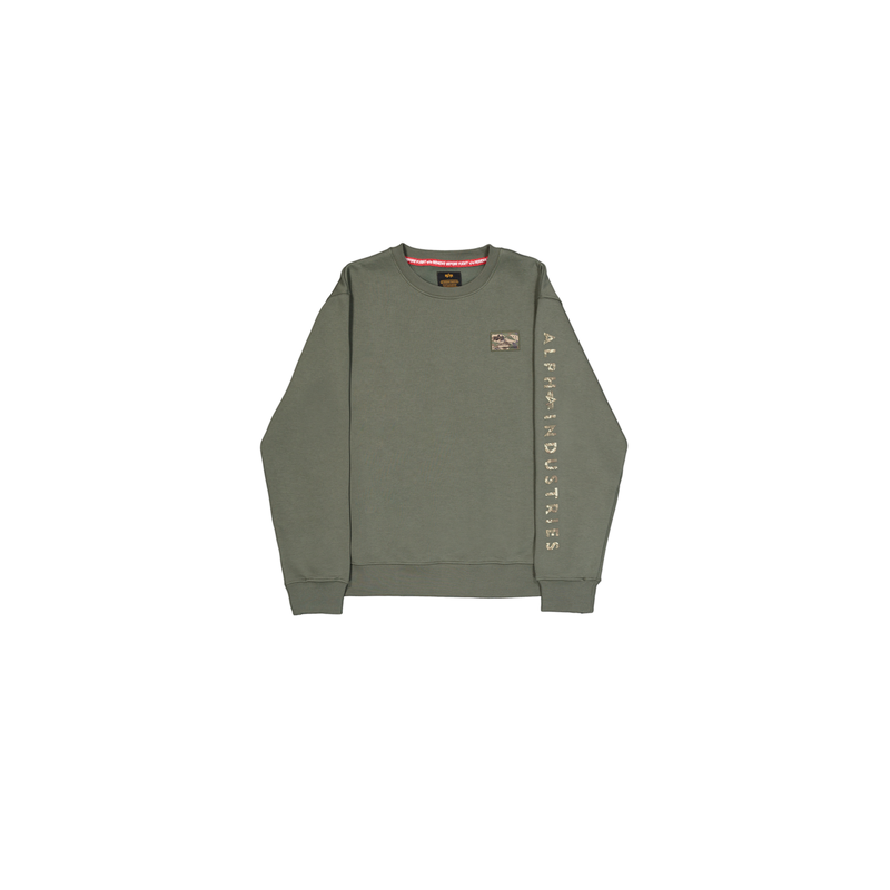 Alpha Industries , Sweater »Camo Sleeve Sweatshirt« , grün , S , Brushed Fleece Stoff