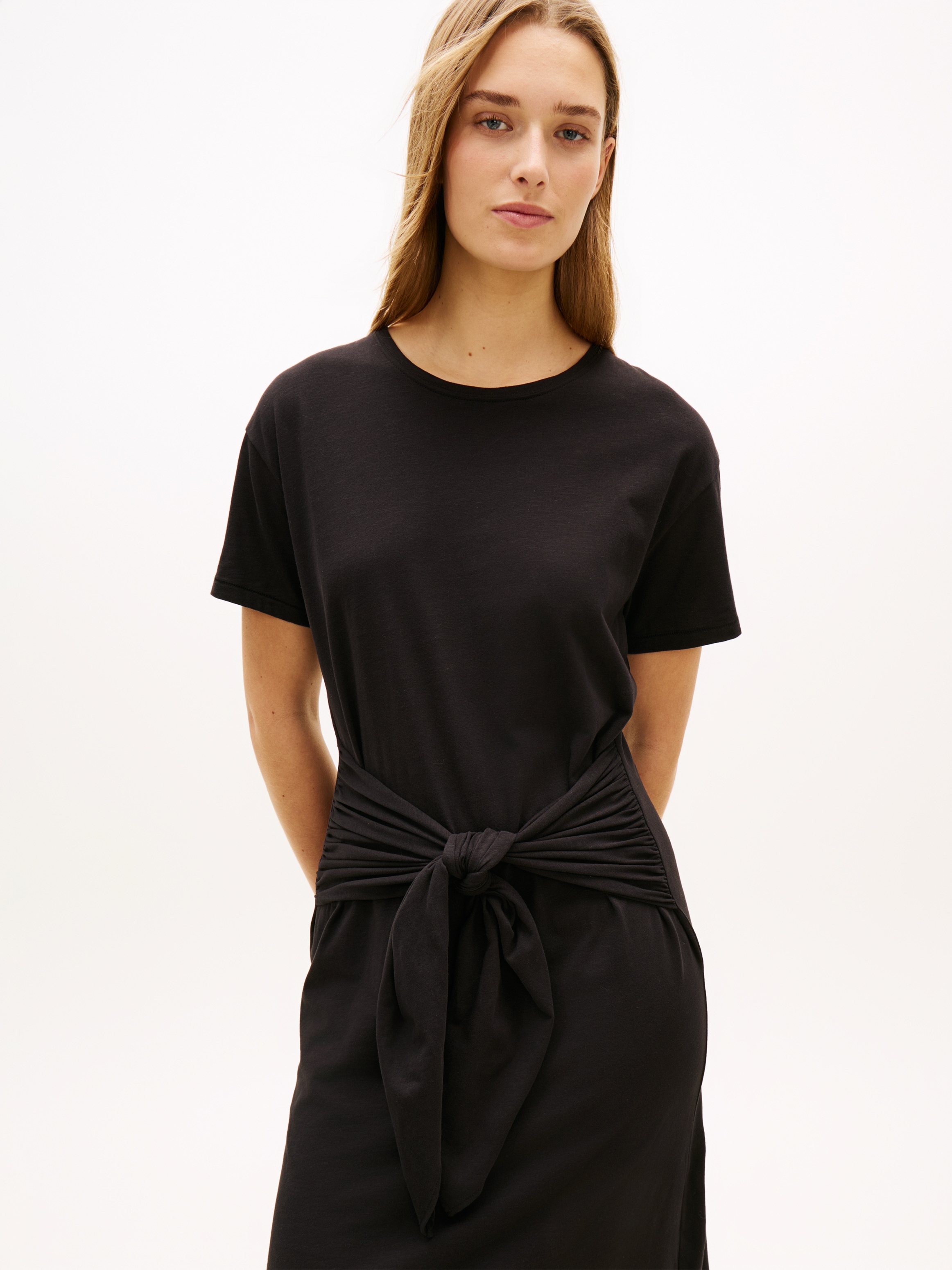 Image of Tommy Hilfiger Shirtkleid "CO SLUB KNOT MIDI DRS" Ohne Taschen mit Bindegürtel