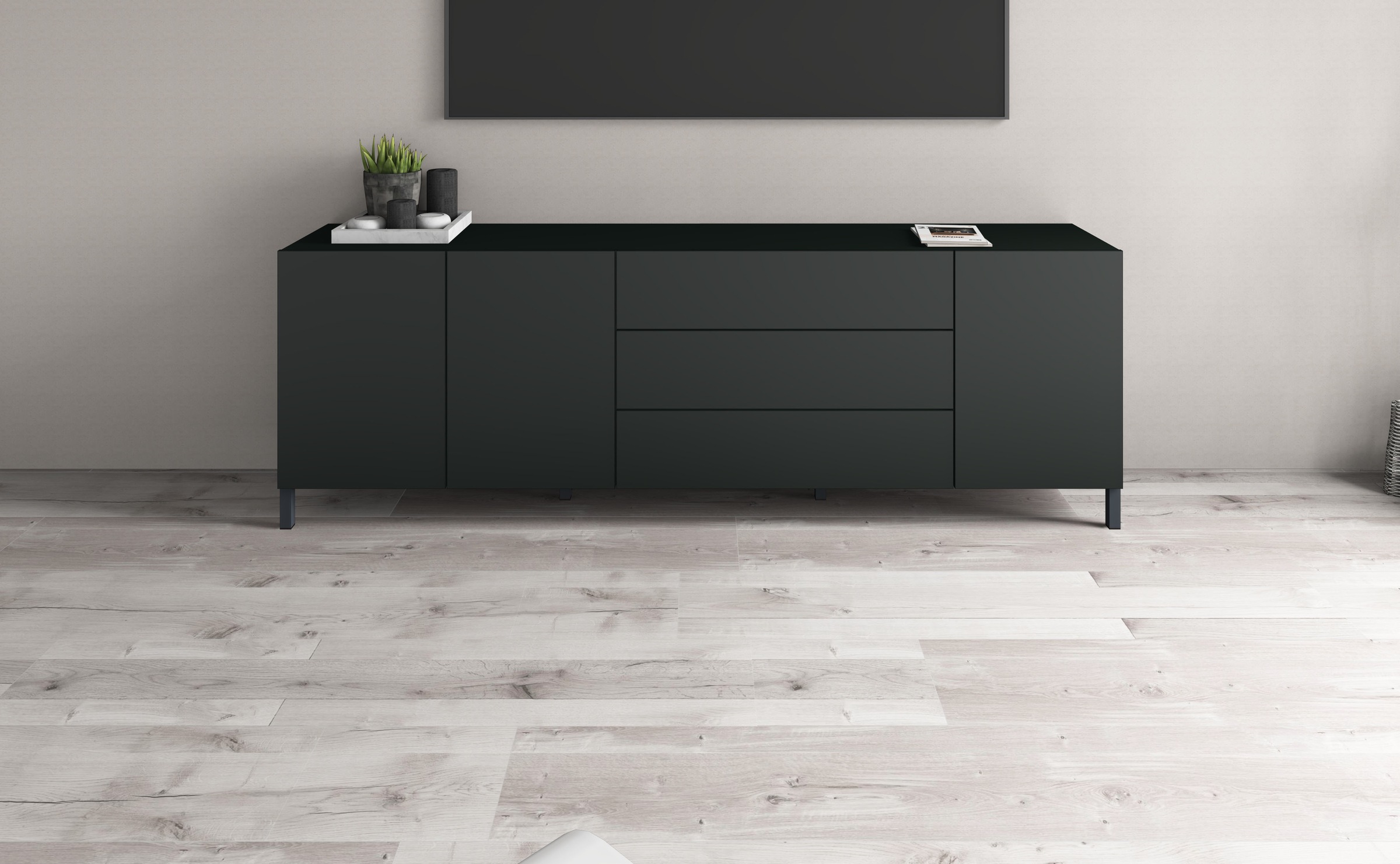 Image of borchardt Möbel Sideboard "Sophia, Kommode mit Metallfüssen, 3 Schubkästen, Breite 152 oder 190 cm" 152 oder 190cm, viel Stauraum, grifflos, praktisch, mehrere Grössen