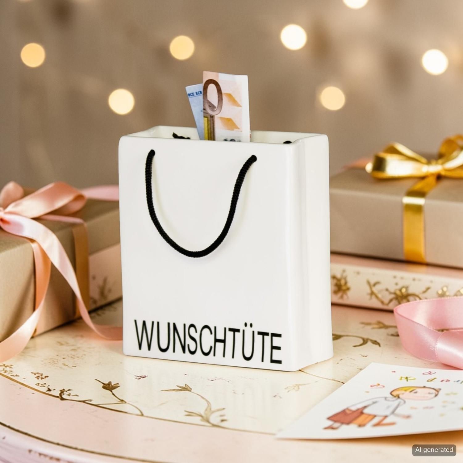 GILDE Boîte de rangement »Spardose  Wunschtüte« Avec inscription, verrouillable, boîte à argent