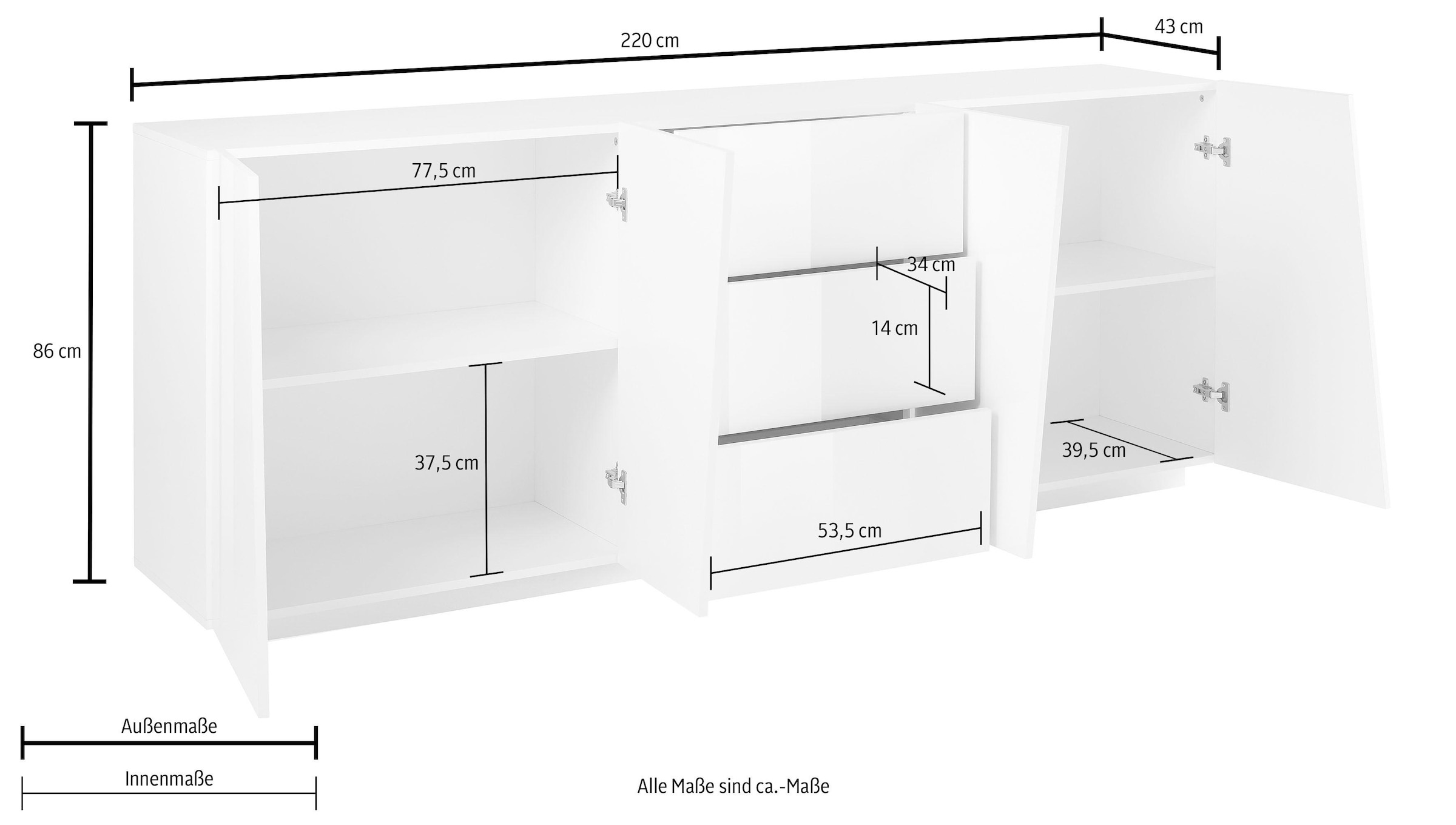 INOSIGN Sideboard »Vega«, Breite 220 cm