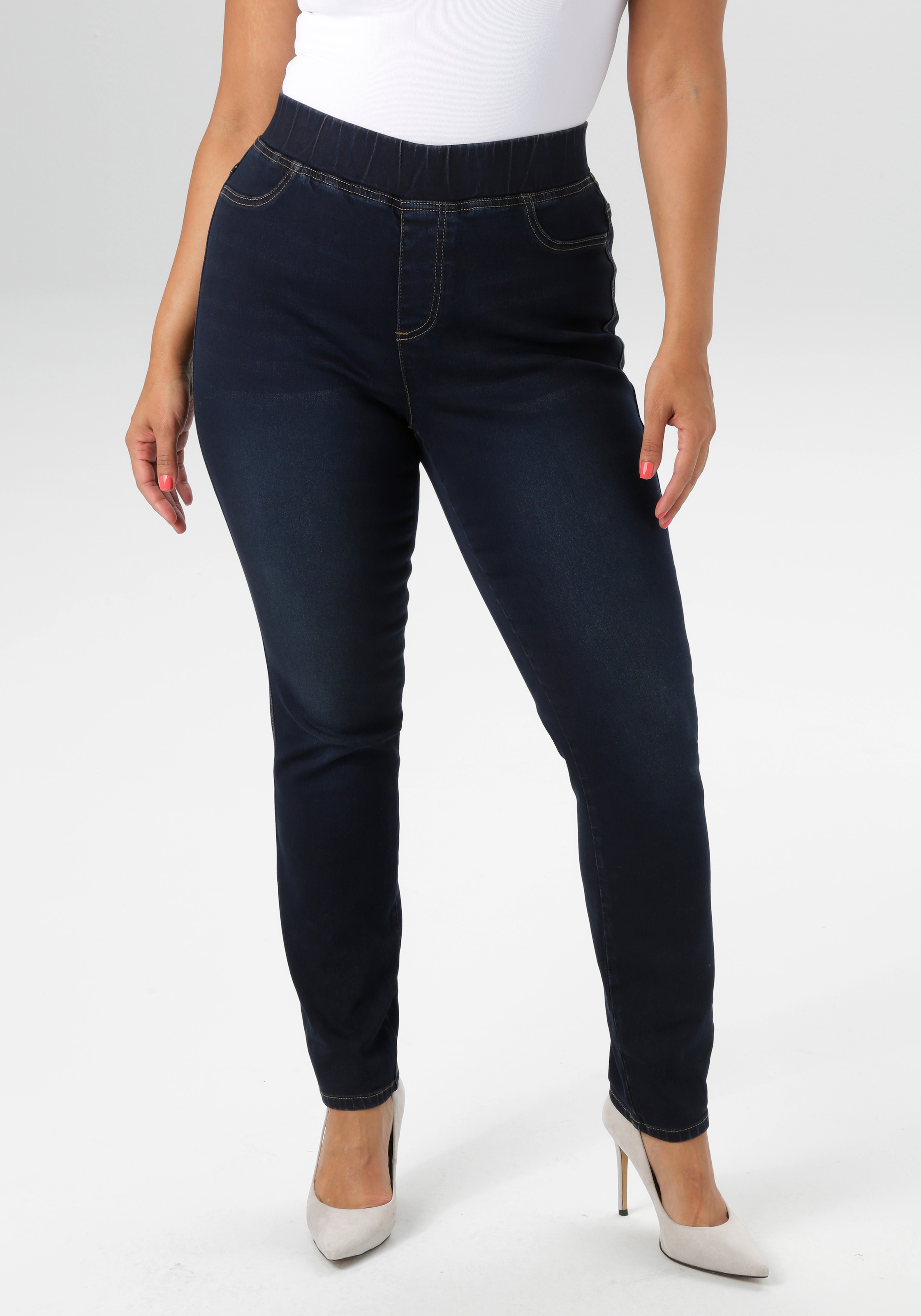 Image of Aniston PLUS Jeansleggings mit elastischem Bund