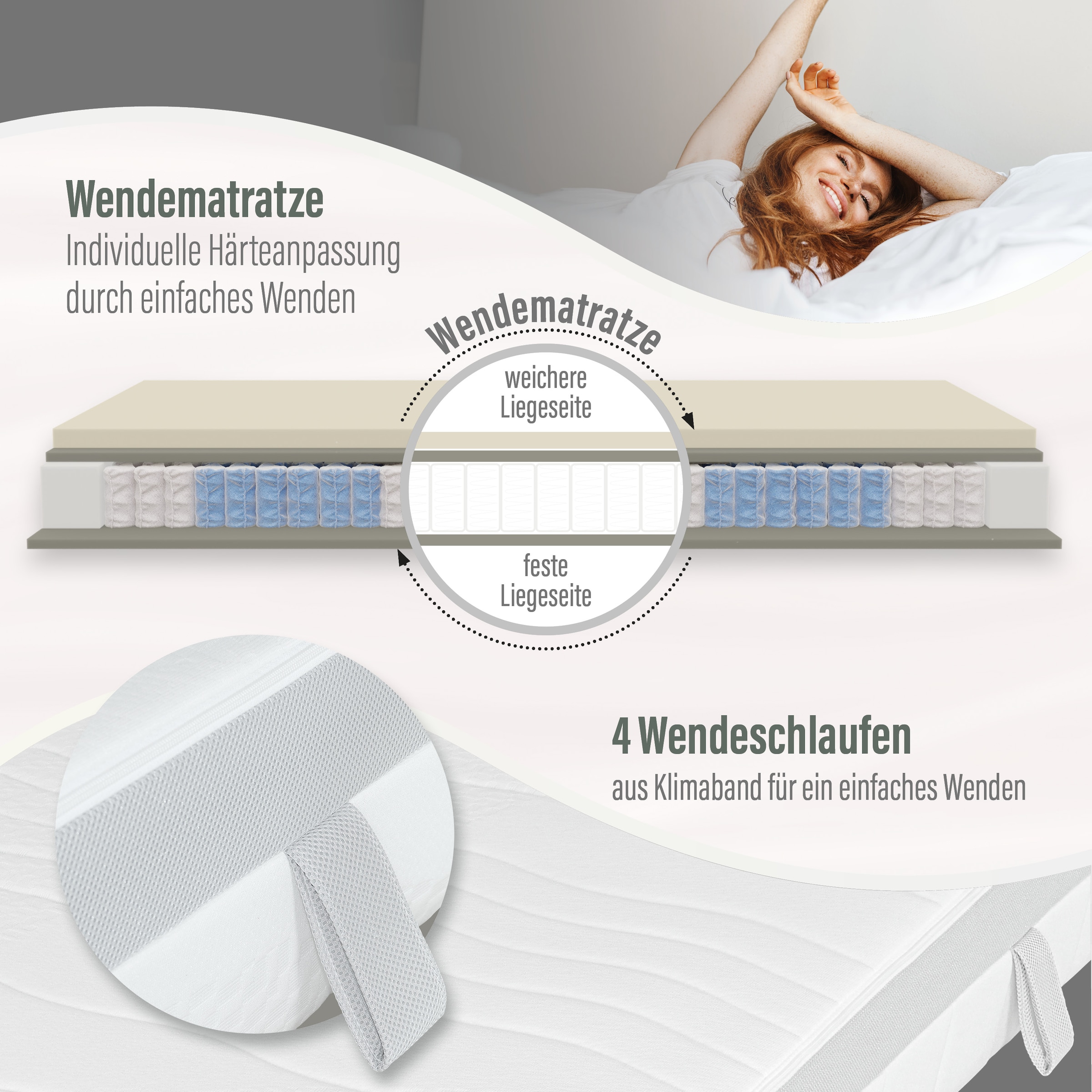 Beco Matelas à ressorts ensachés »Feel Like Latex ONE TFK - GOLD, Matratze 90x200 cm, 140x200 cm & mehr« 21 cm hoch 500 Federn 1 cuis tlg. matelas à points élastiques avec noyau à ressorts stable, respirant