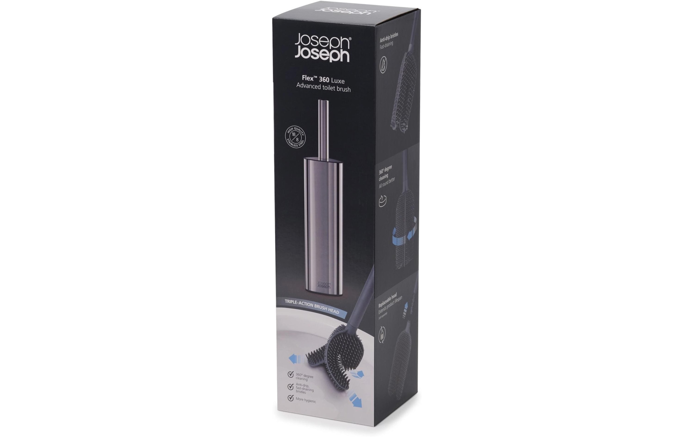 Joseph Joseph Brosse de nettoyage pour WC »Flex 360 Luxe Advanced« mit Edelstahloberfläche