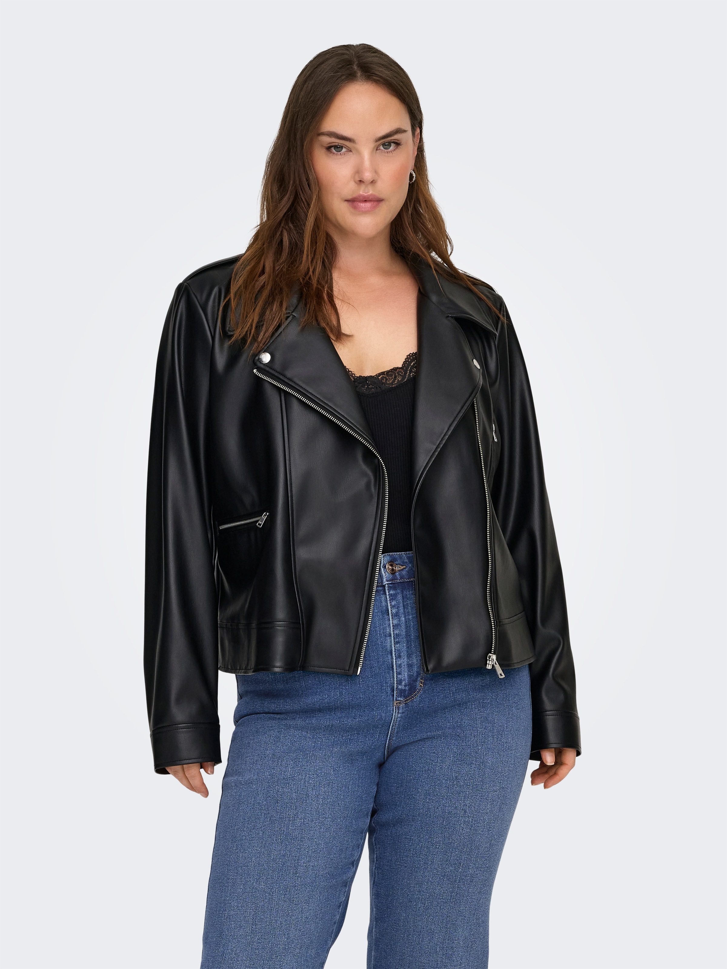 Image of ONLY CARMAKOMA Lederjacke "CARCARMEN FAUX LEATHER BIKER OTW NOOS"
