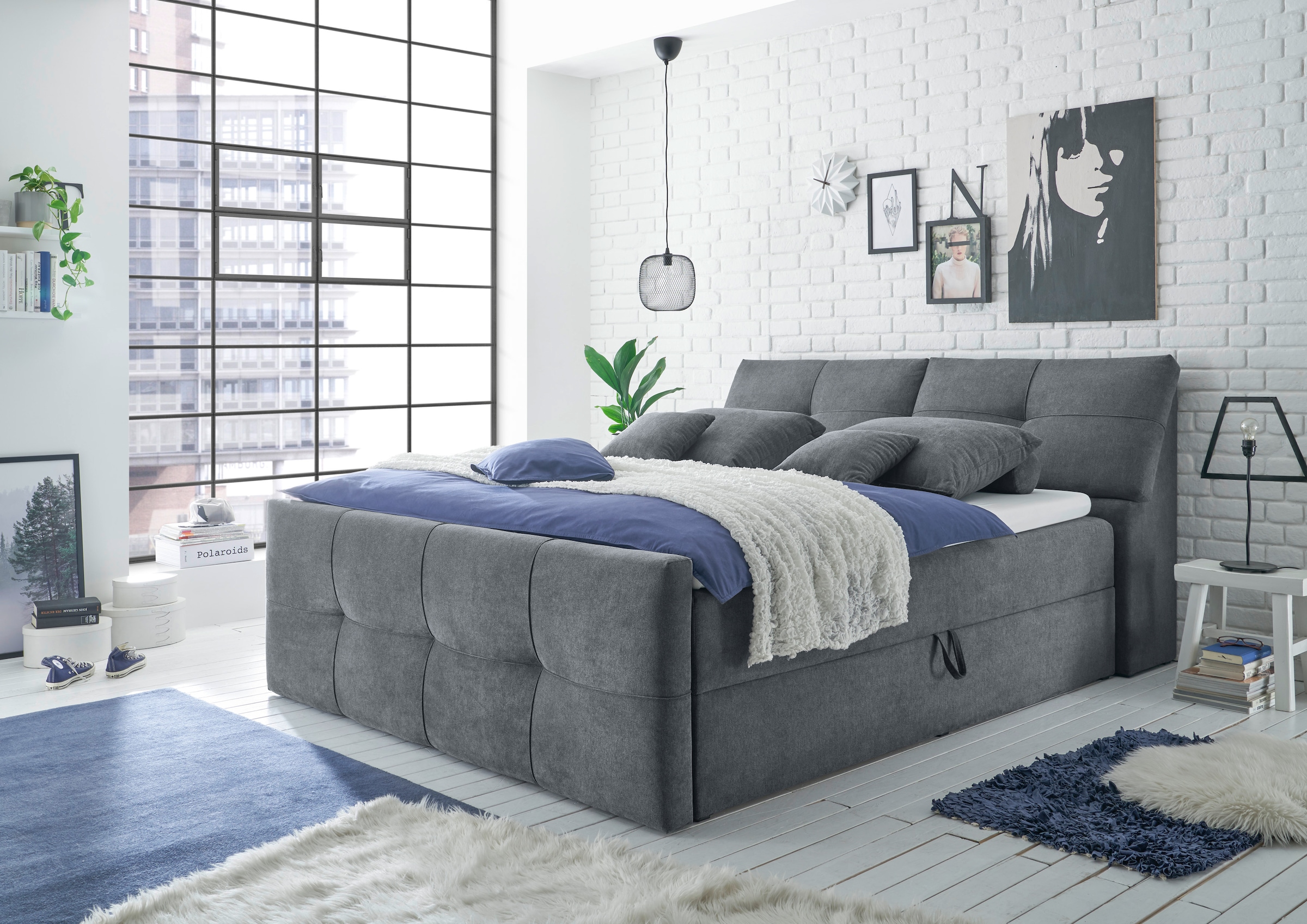 Image of ED EXCITING DESIGN Boxbett "Redmond" 5 Stk. tlg. inkl. Zwei Bettkästen, Stauraum im Kopfteil und Topper