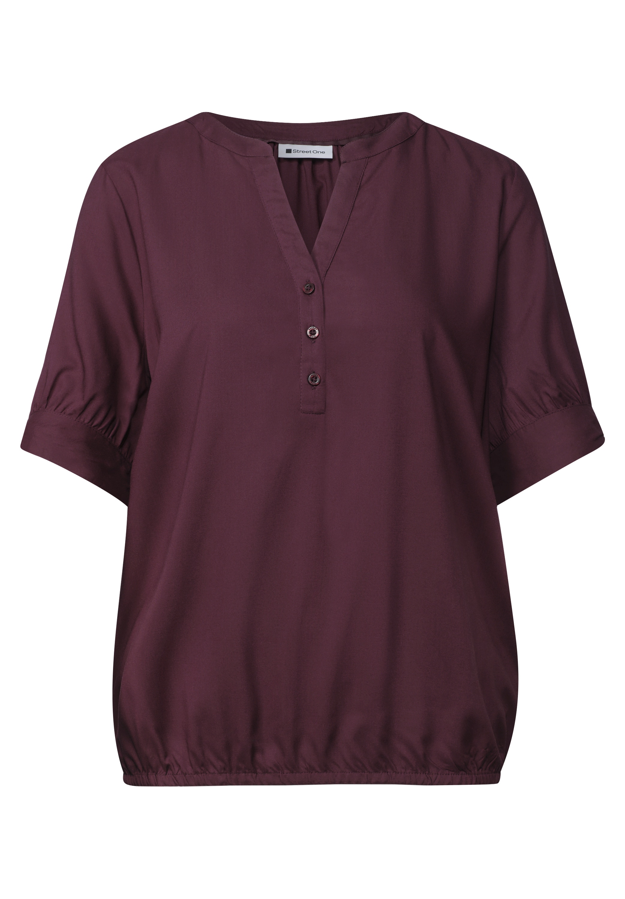 STREET ONE Blouse à manches courtes blouse d'été courte avec encolure fendue