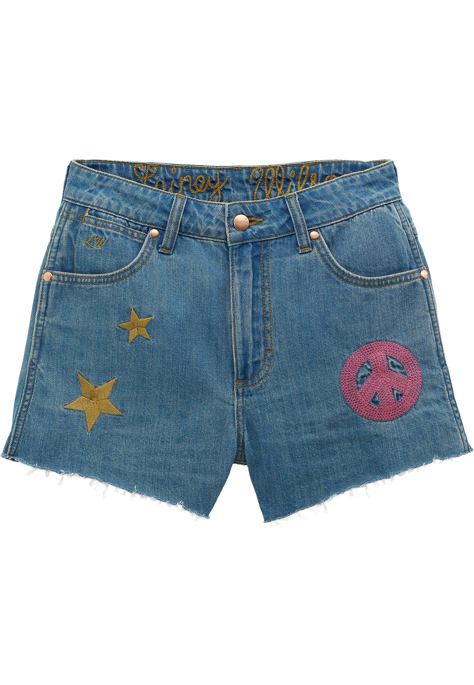 Image of Wrangler Relax-fit-Jeans "WRANGLER Jeansshorts Embroidered Cowboy 3 Inch"
