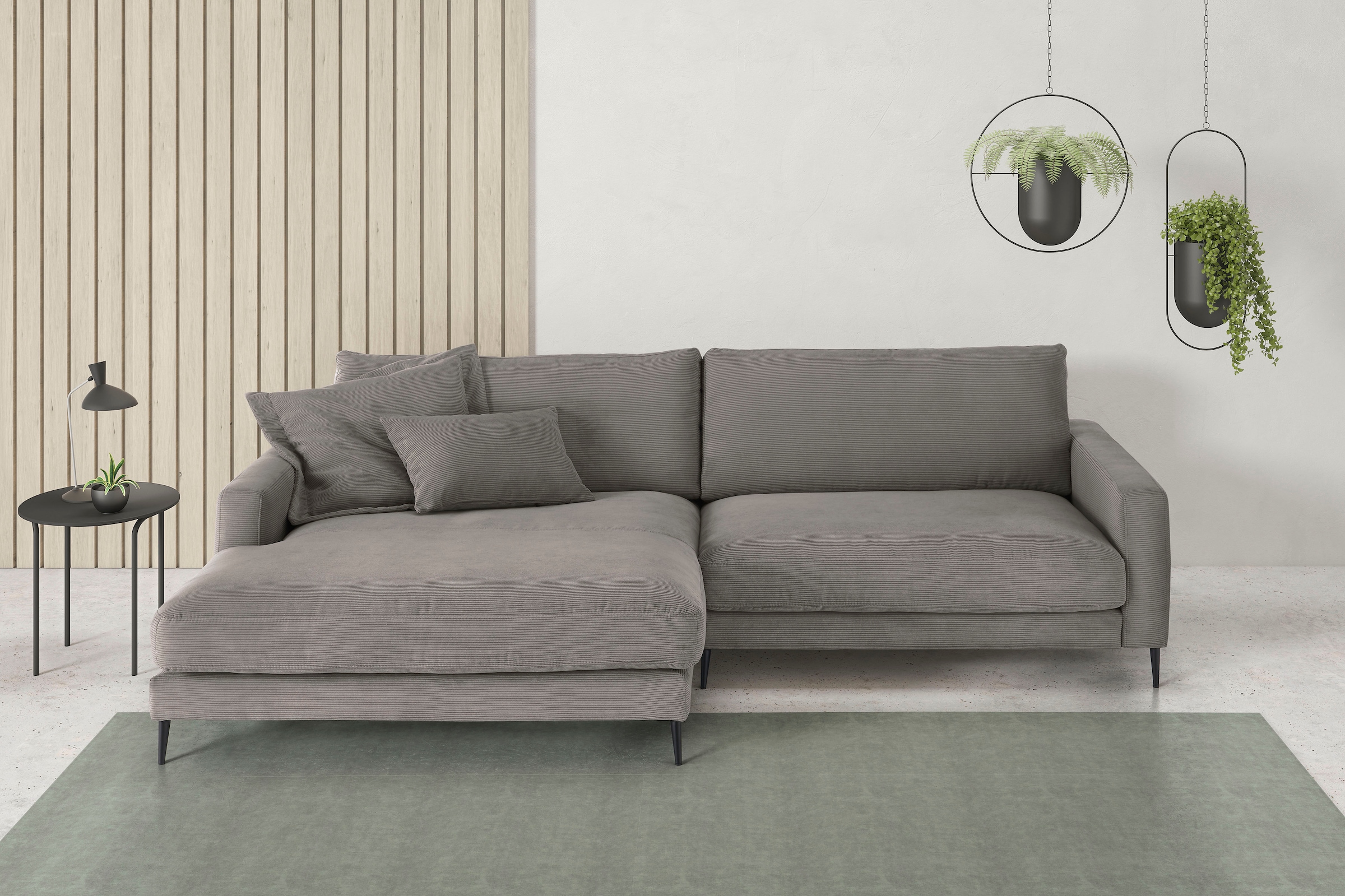 Image of Home affaire Ecksofa "Downtown, B/T/H: 272/190/84 cm L-Form" weicher Sitzkomfort auch in Cord und Bouclé, incl. Zierkissen