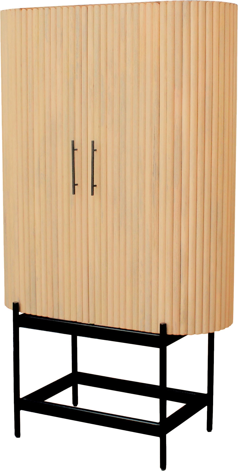 SIT Mehrzweckschrank »Rovinj aus Mangoholz mit Lamellen-Design & Metallfüssen« 1 Stk. tlg. 2 Türen, 3 Fächer & 52 cm hohe schwarze Metallfüsse