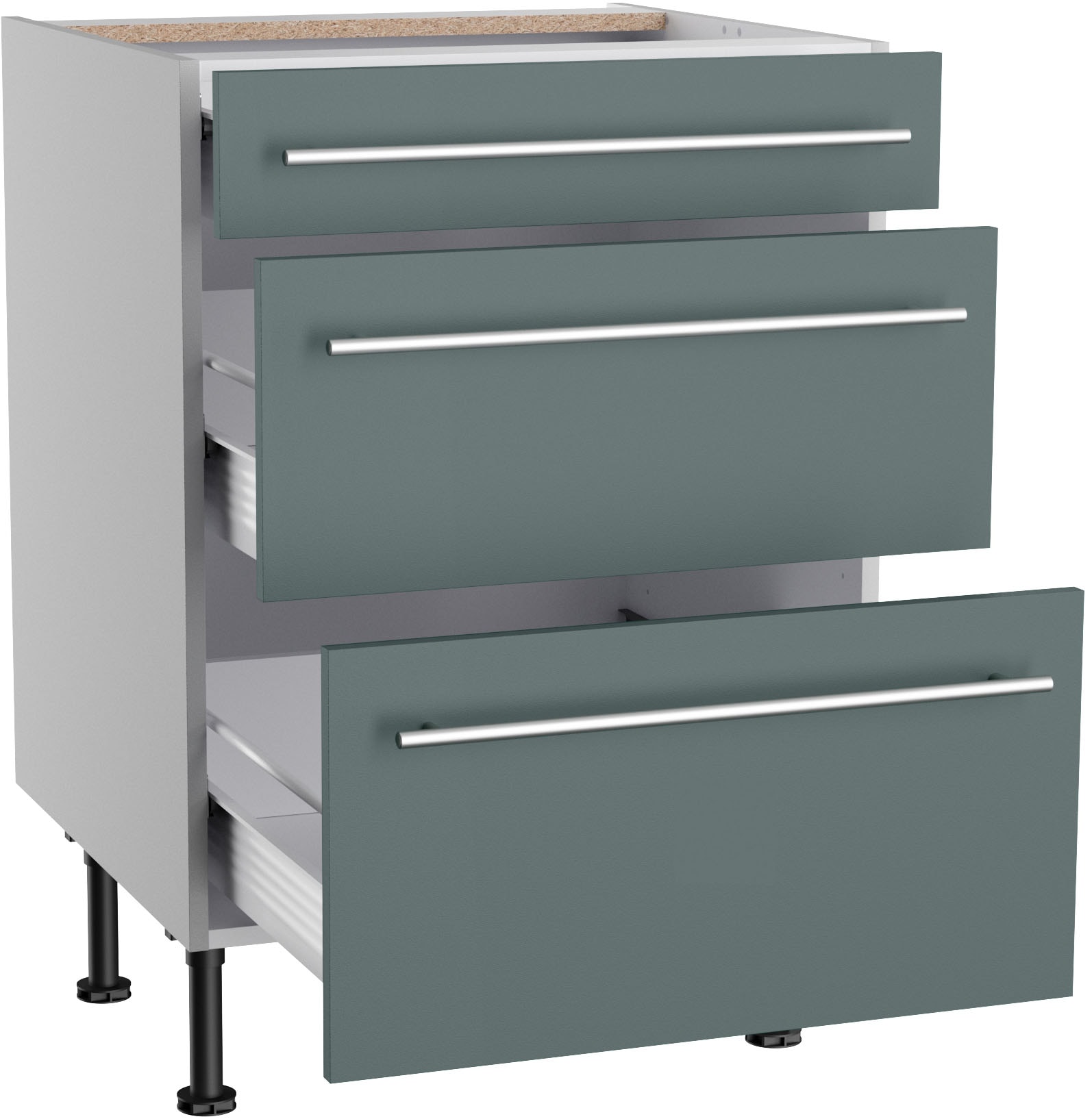 KOCHSTATION Unterschrank »KS-Bern2«, Breite 60 cm, 1 Schubkasten, 2 Auszüge