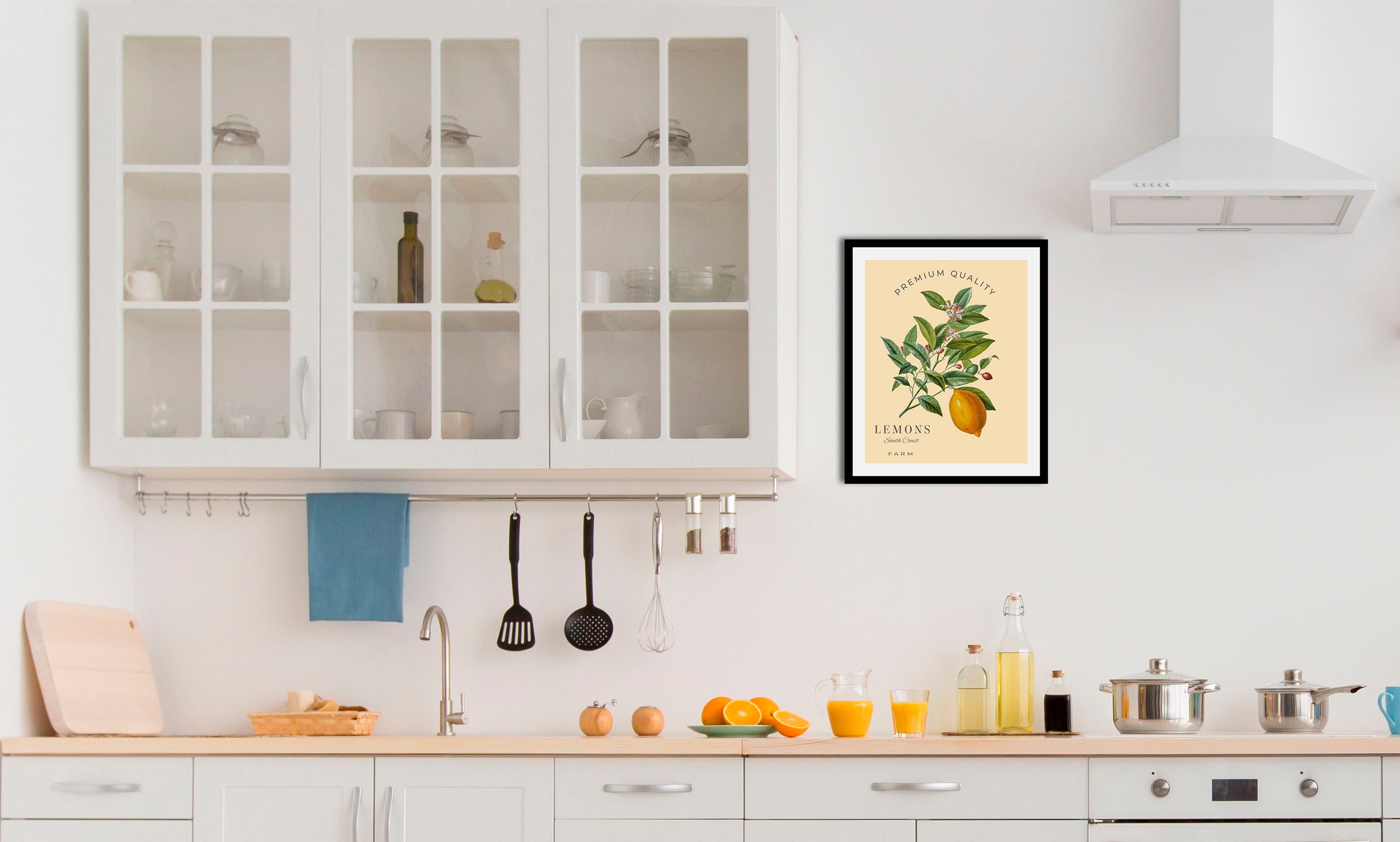 Image of queence Bild "Lemons" Abstrakt Figuren Obst Obst Bilder Schriftzug 1 Stk. tlg. gerahmt