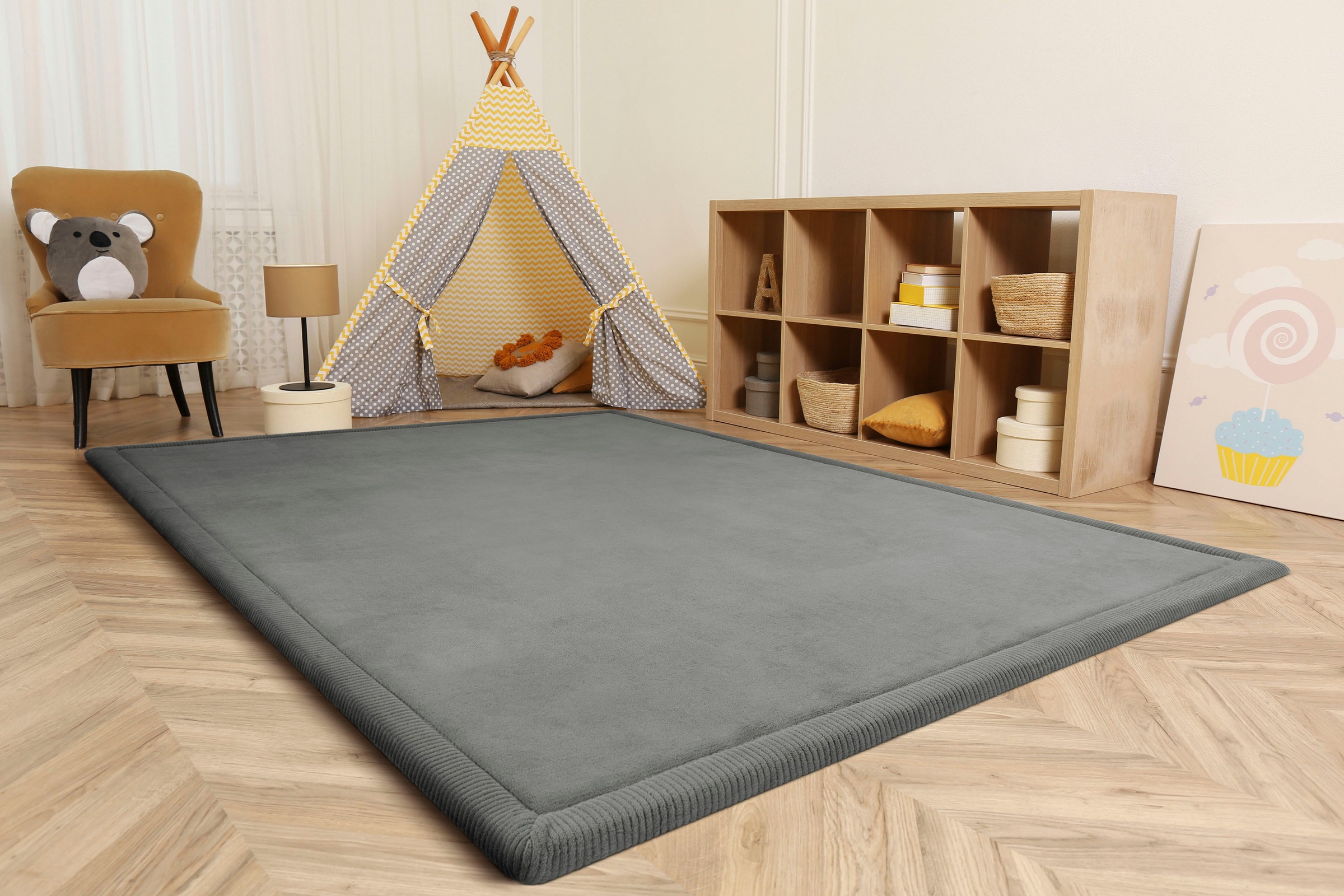 Paco Home Teppich »Tatami 475«, rechteckig, 24 mm Höhe, Kurzflor, Uni-Farben, mit Memory Foam, waschbar