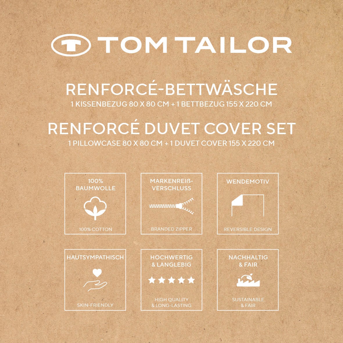 TOM TAILOR HOME Linge de lit »MEDIUM STRIPES in Gr. 135x200cm, 155x220cm oder 200x220cm« 2 cuis new bedroom, avec fermeture éclair de marque colorée