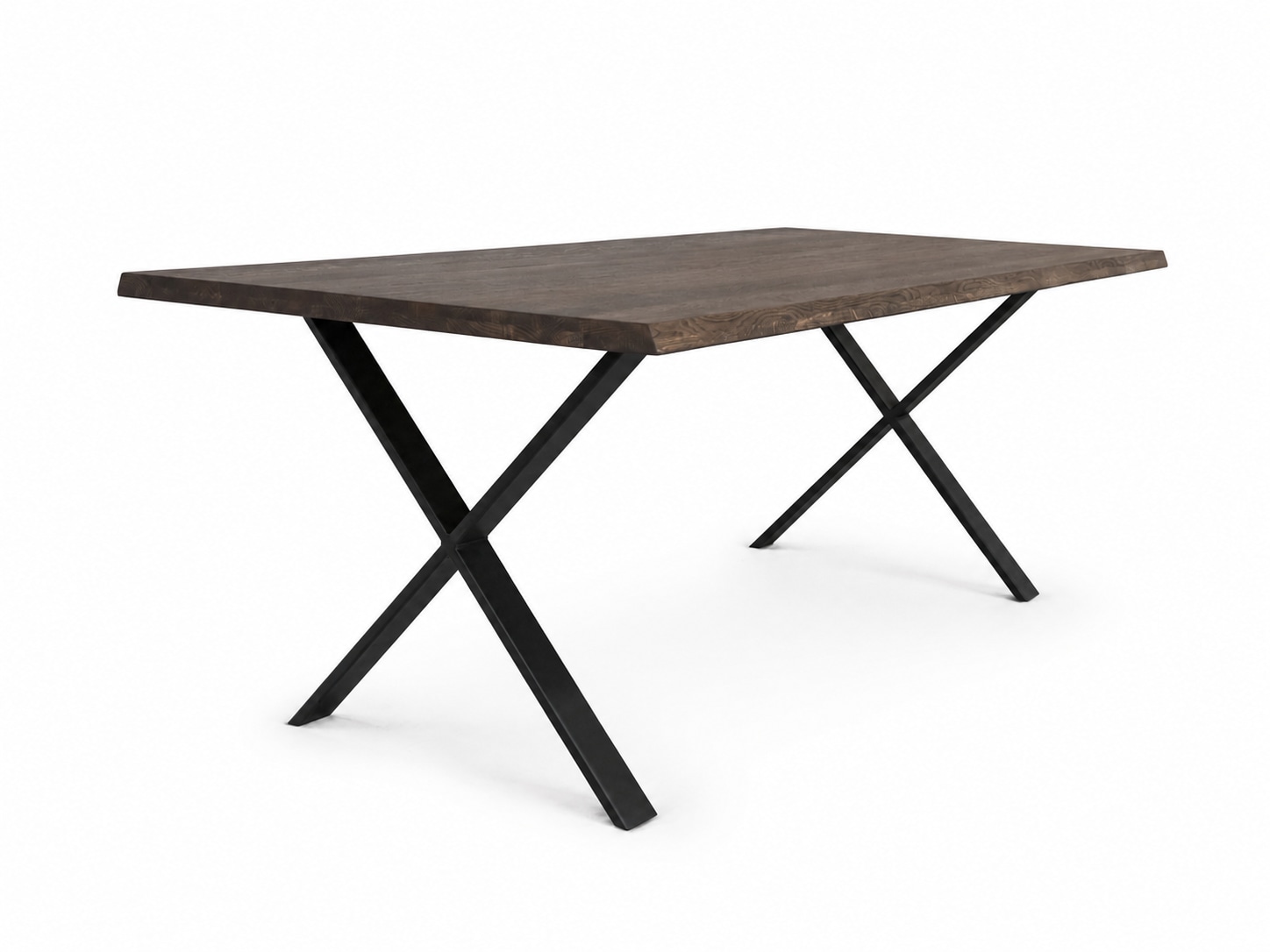 GOODproduct Esstisch »»NARVIK« Speisetisch, Küchentisch, Wohntisch, Esszimmertisch« Wildeiche geölt Natur/Smoke, Baumkante, X-Gestell schwarz Metall