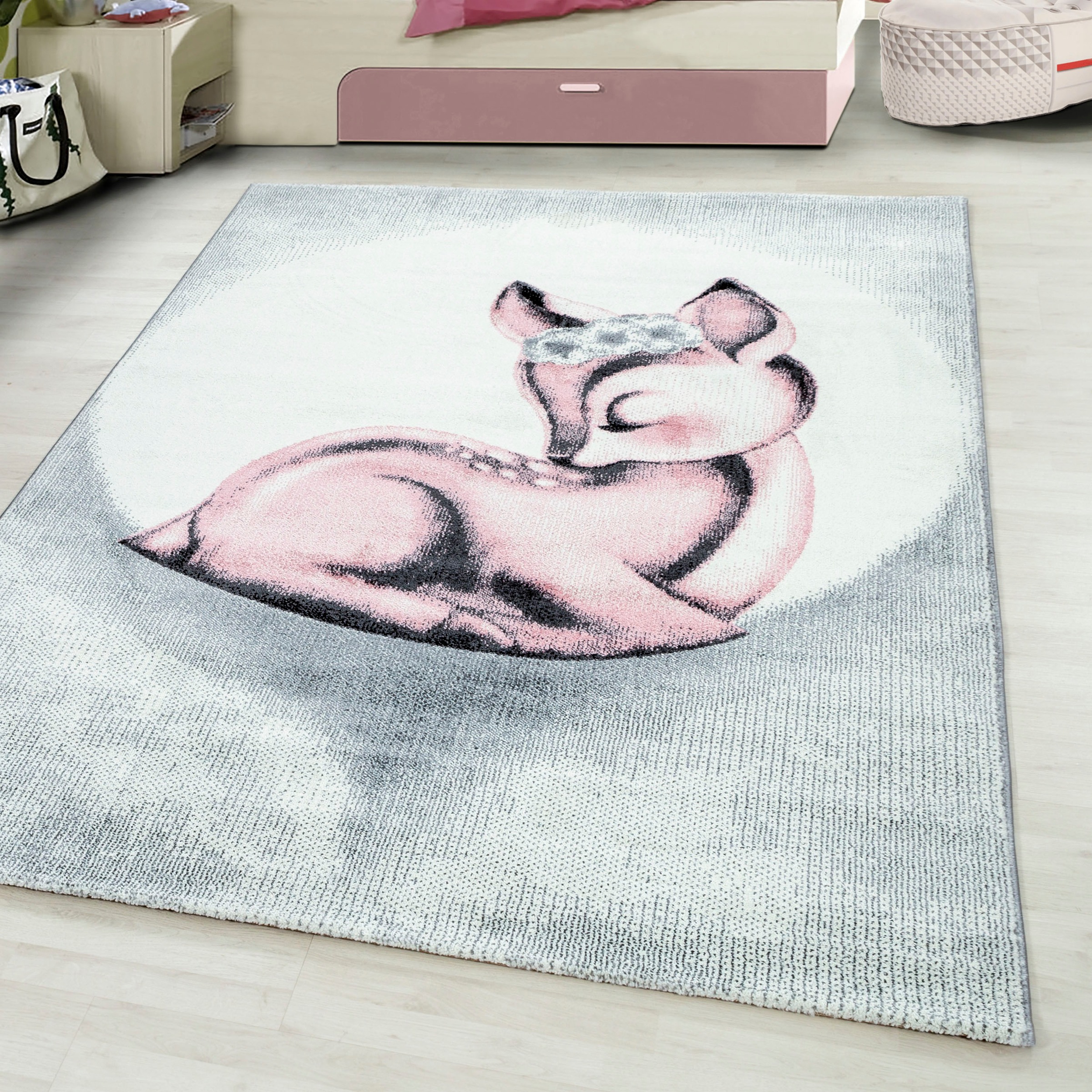 Image of Ayyildiz Teppiche Kinderteppich "Bambi 850, auch in rund erhältlich" rechteckig 11 mm Höhe auch in rund, Rehkitz Motiv, Kurzflor