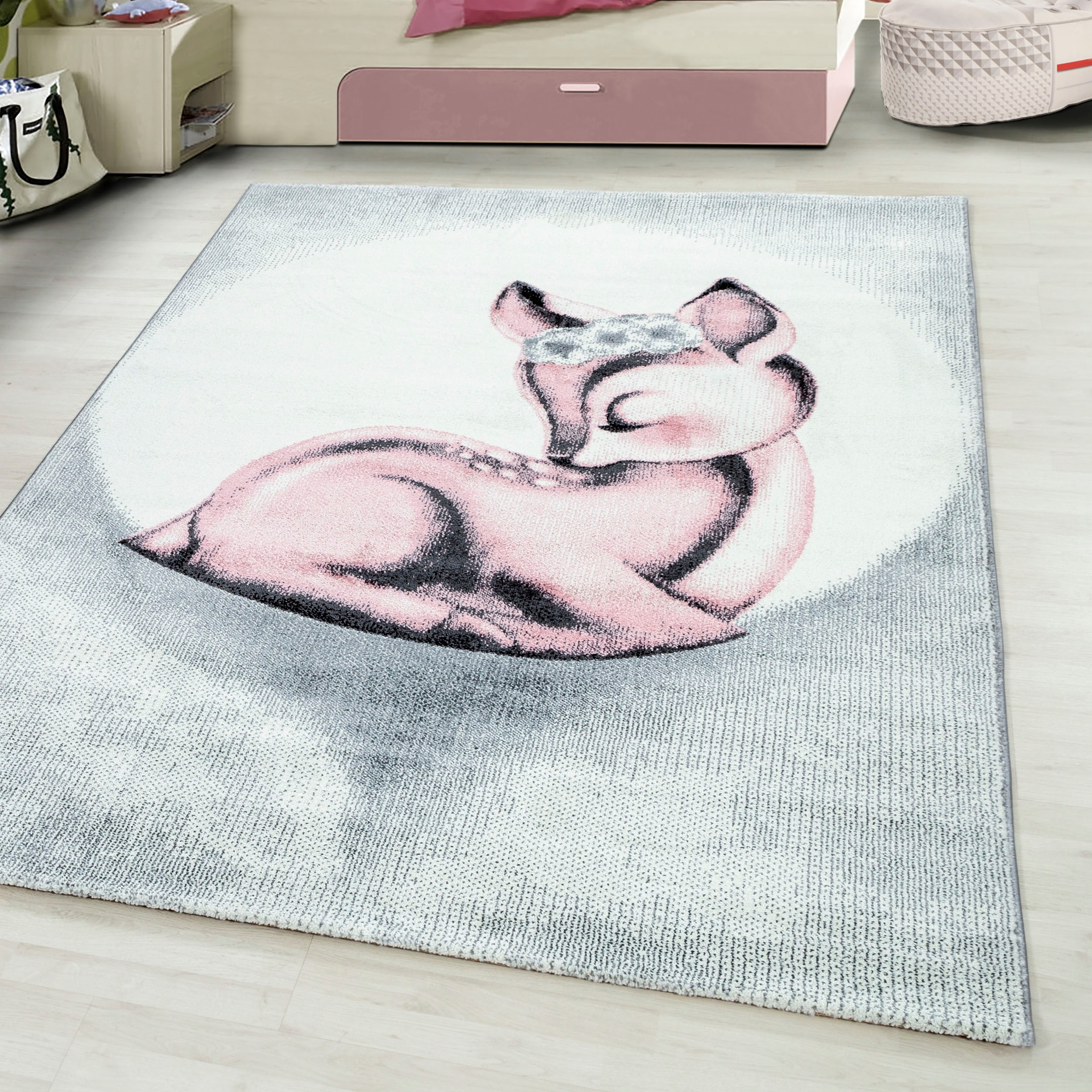 Image of Ayyildiz Teppiche Kinderteppich "Bambi 850" rechteckig 11 mm Höhe auch in rund, Rehkitz Motiv, Kurzflor