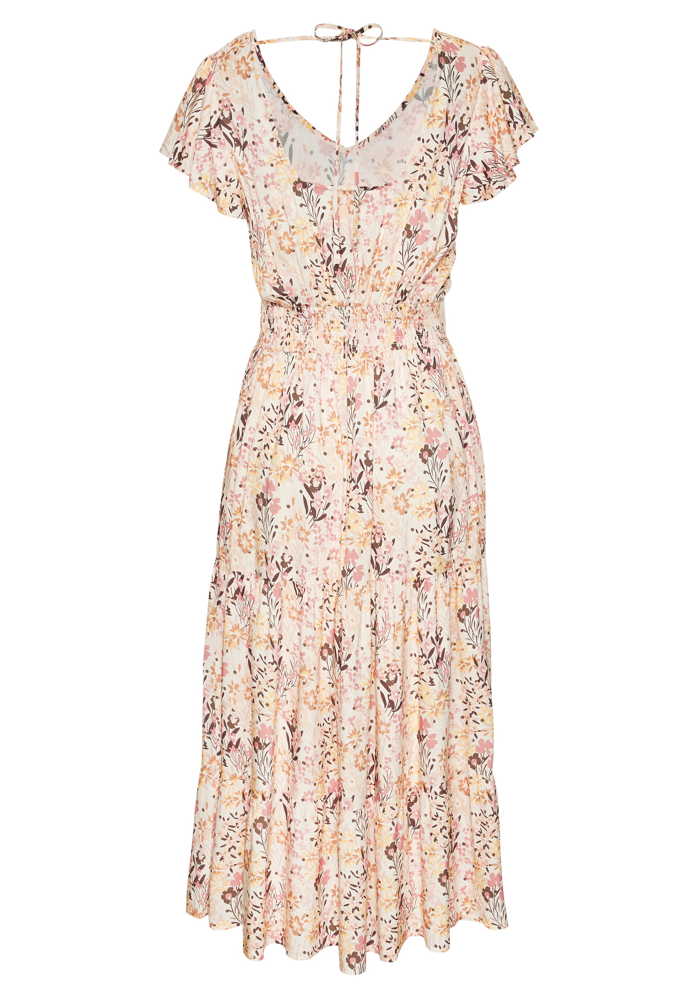 Vivance Robe midi »mit Blümchendruck und Flügelärmeln« Poches dans les coutures latérales Elegantes Sommerkleid aus Webware, Blumenkleid, Druckkleid