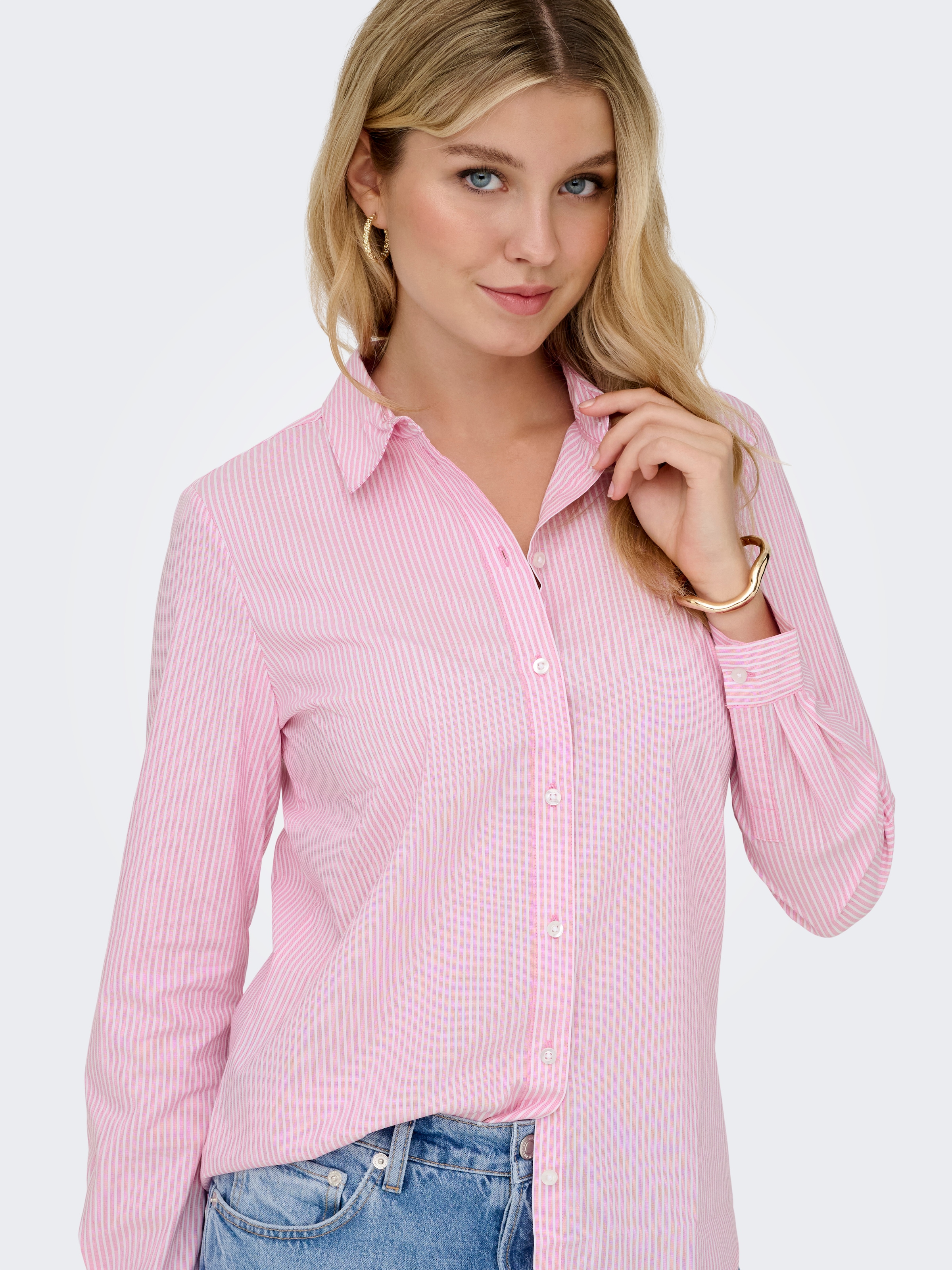 JDY Hemdbluse »JDYMIO L/S SHIRT WVN NOOS« unifarben oder gestreift