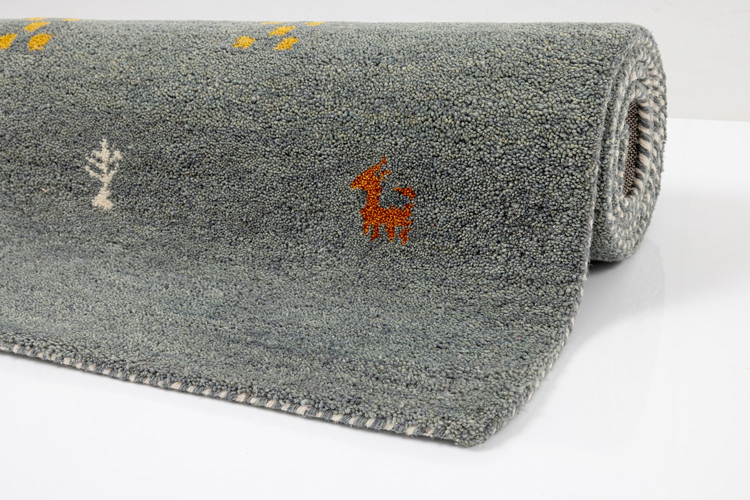 THEKO Wollteppich »Gabbeh Motiv, Handgefertigt, Teppich, Tiermotiv,  reine Wolle« rechteckig 14 mm Höhe reine Wolle, handgewebt, Wohnzimmer, Schlafzimmer, Esszimmer