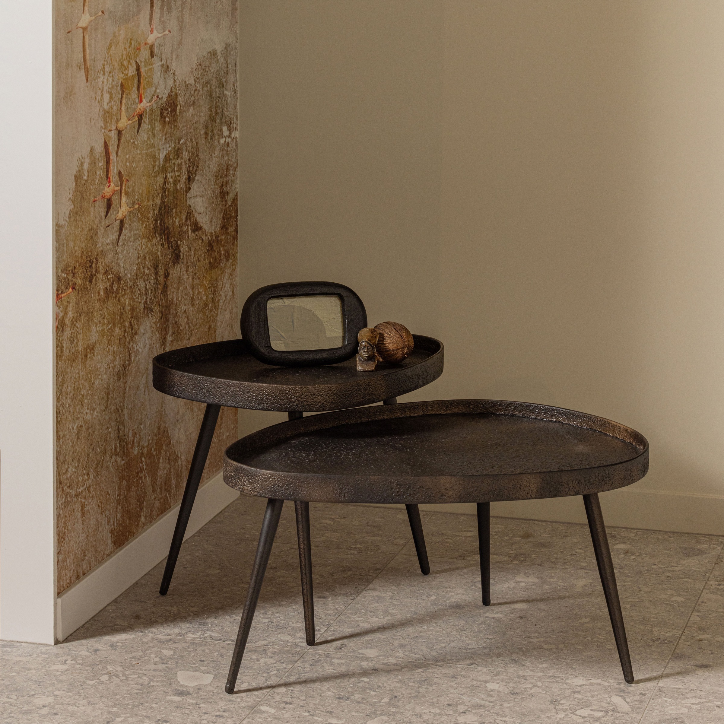 WOOOD Beistelltisch »Crude mit Multiplex-Zinkbeschichtung und Metallbeinen 71 x 52 x 39 cm« Set, 2 Stk. tlg. 2er-Set, unterschiedliche Grössen im Set, Tragkraft je 15 kg