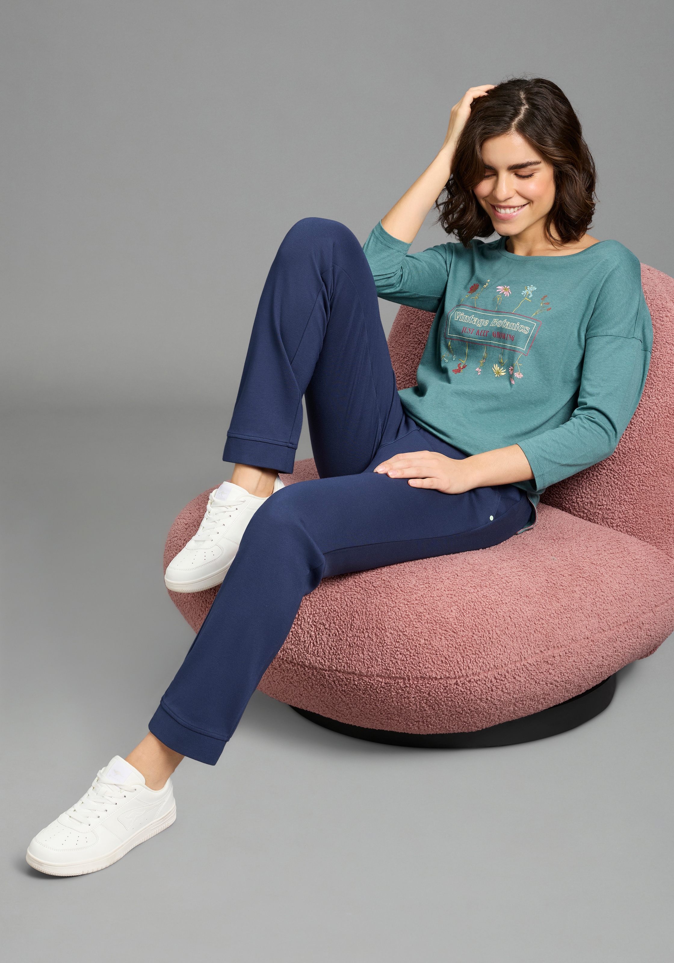 KangaROOS 3/4-Arm-Shirt Loose Fit Passform, 3/4-Ärmel, Rundhalsausschnitt