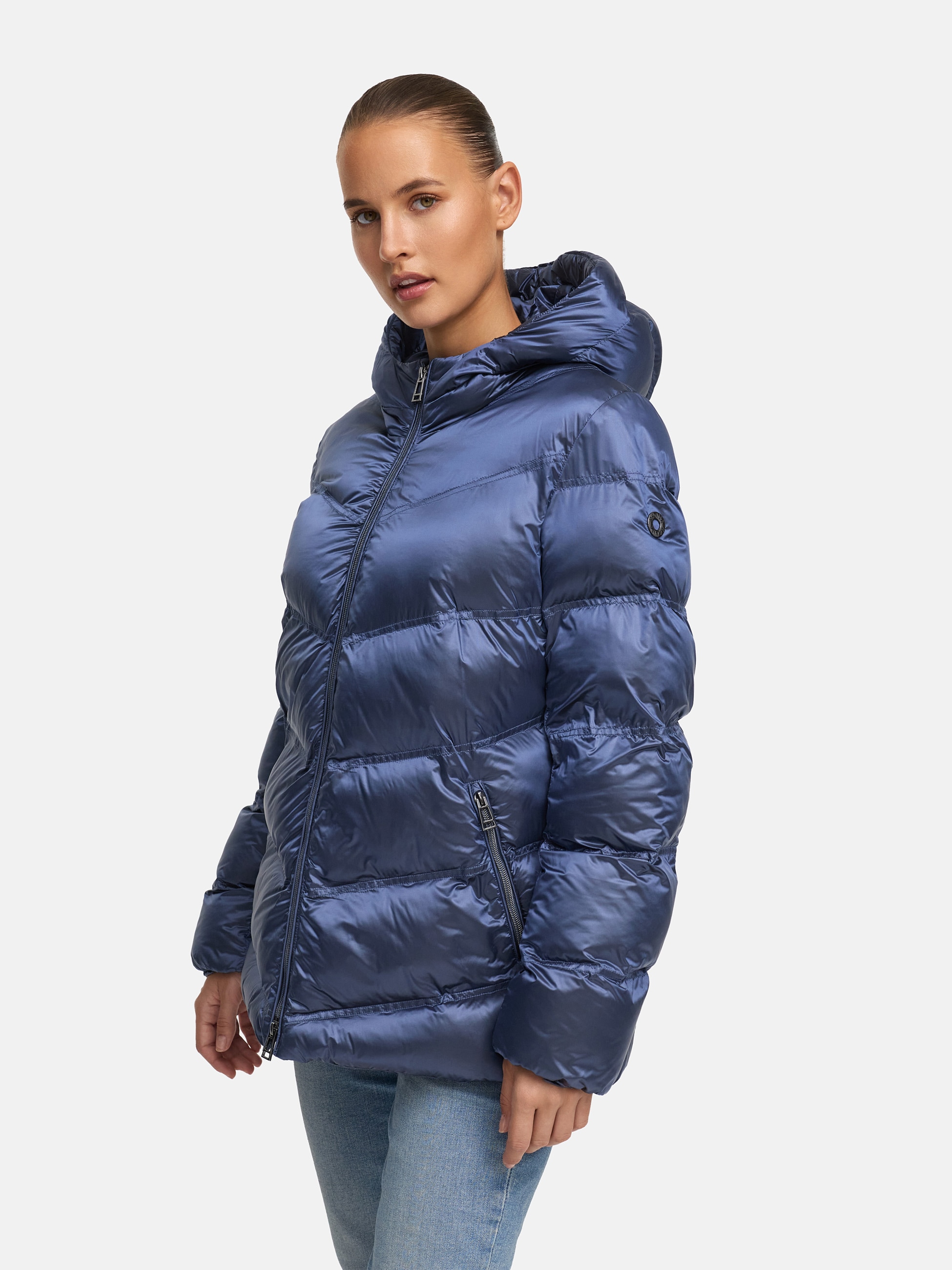 MANISA Steppjacke, mit Kapuze, mit Stehkragen, Kapuze und elastischem Ärmelsaum