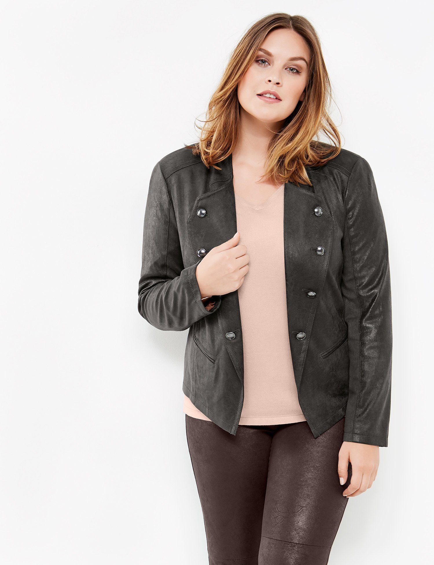 Blazer Langarm gefüttert »Uniform-Jacke im Leder-Look«