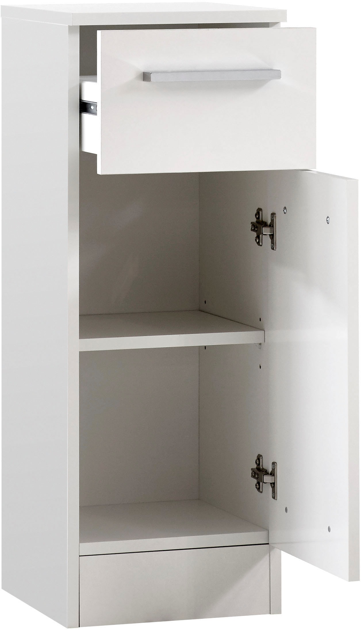 Saphir Unterschrank »Quickset 335 Badschrank, 1 Tür, 1 Schublade, 30 cm breit« Badezimmer-Unterschrank, Weiss Glanz, Griffe in Chrom Glanz