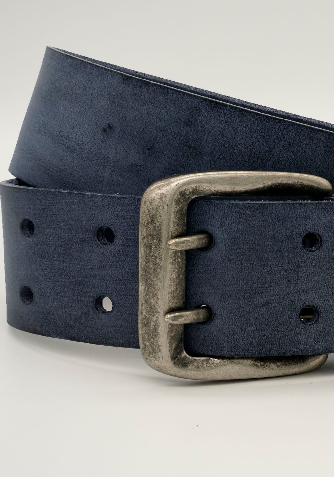 AnnaMatoni Ledergürtel, Mit Doppeldorn-Schliesse im Vintage-Look