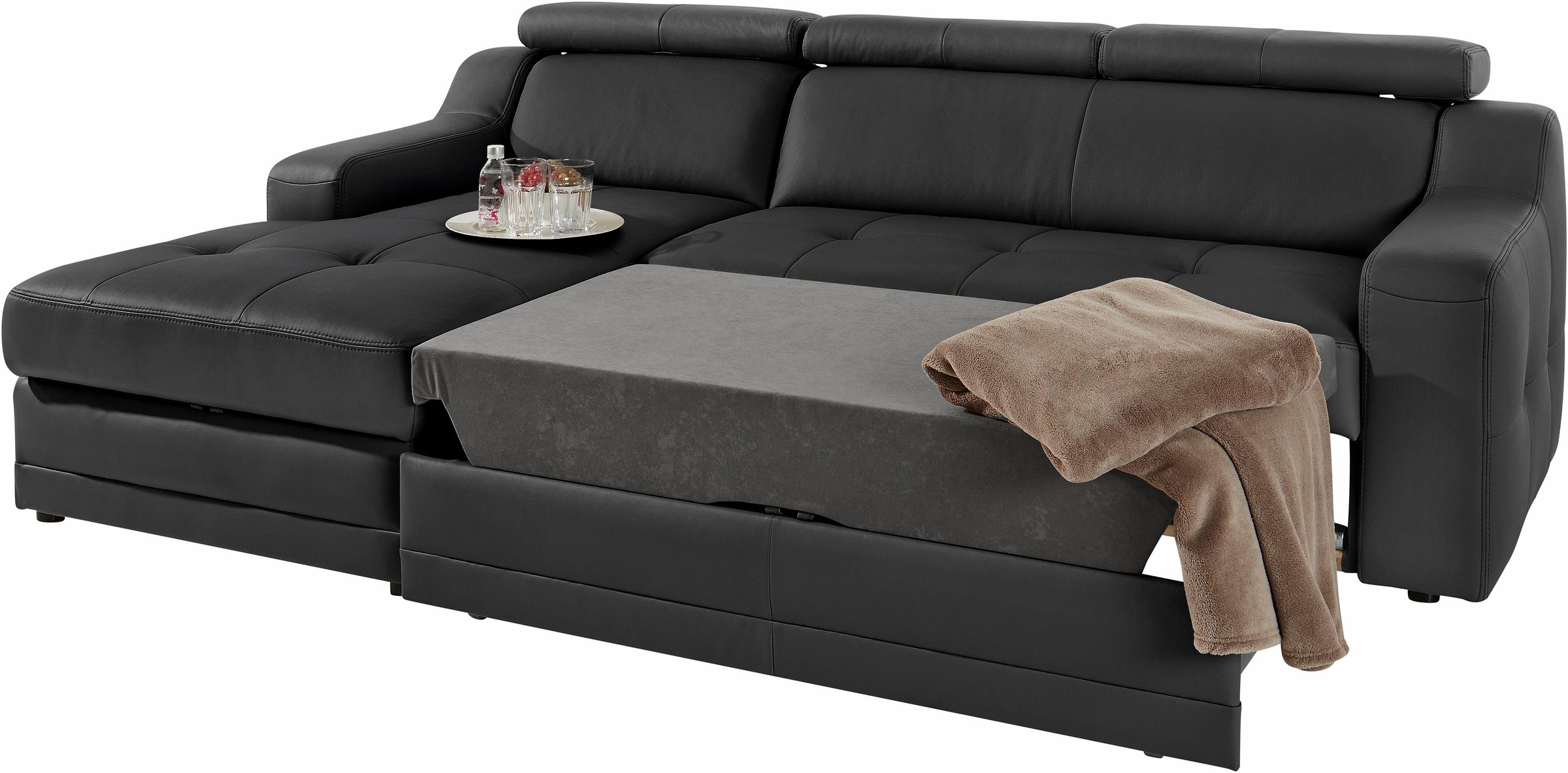 exxpo - sofa fashion Ecksofa »Lotos, bequem und funktionell, L-Form«, mit Kopf- bzw. Rückenverstellung, wahlweise mit Bettfunktion
