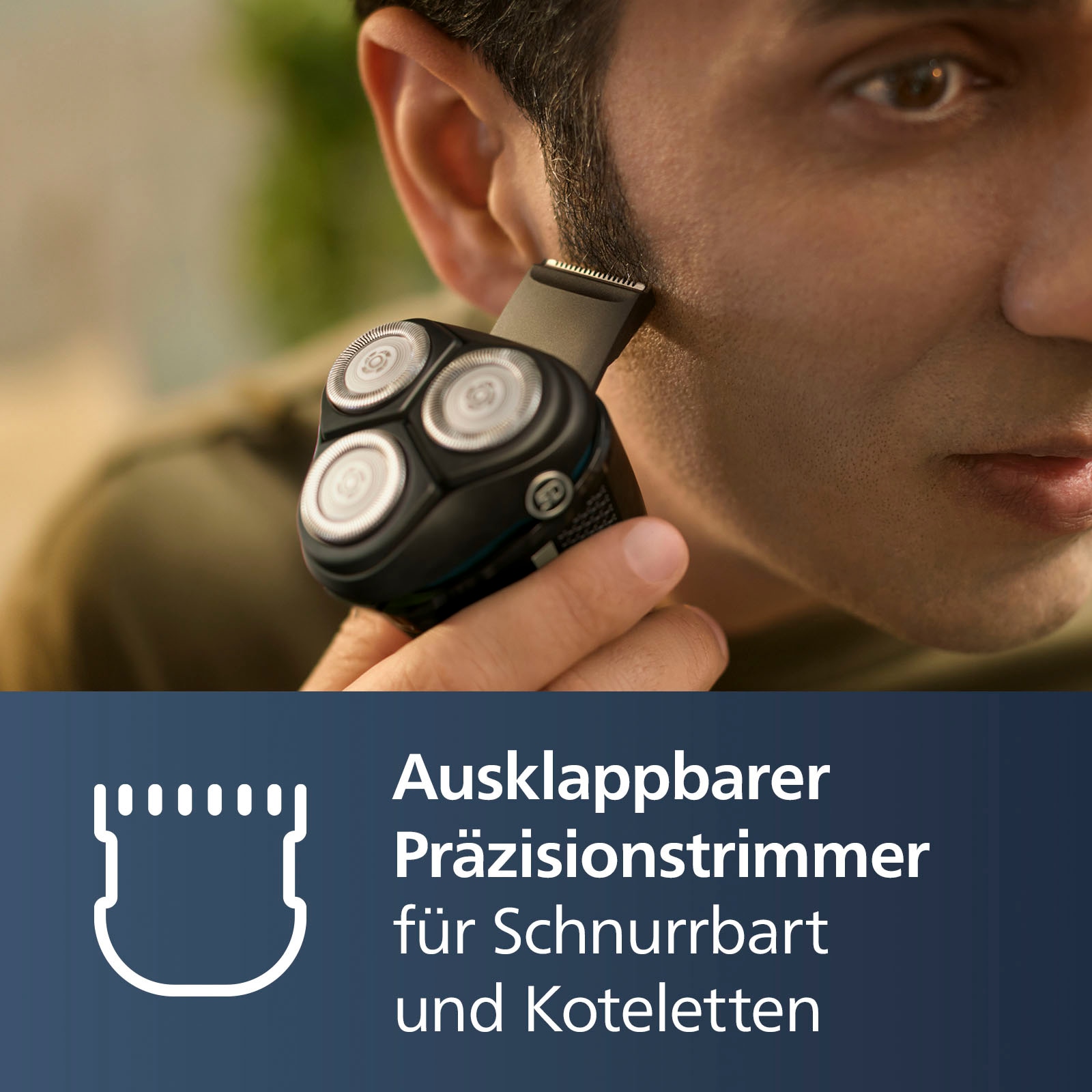 Philips Rasoirs électriques »Shaver Series 3000 S3143/00« 1 cuis Aufsätze Tondeuse de précision escamotable 5-dimensional bewegl. Flex-Scherköpfe, Schutzkappe