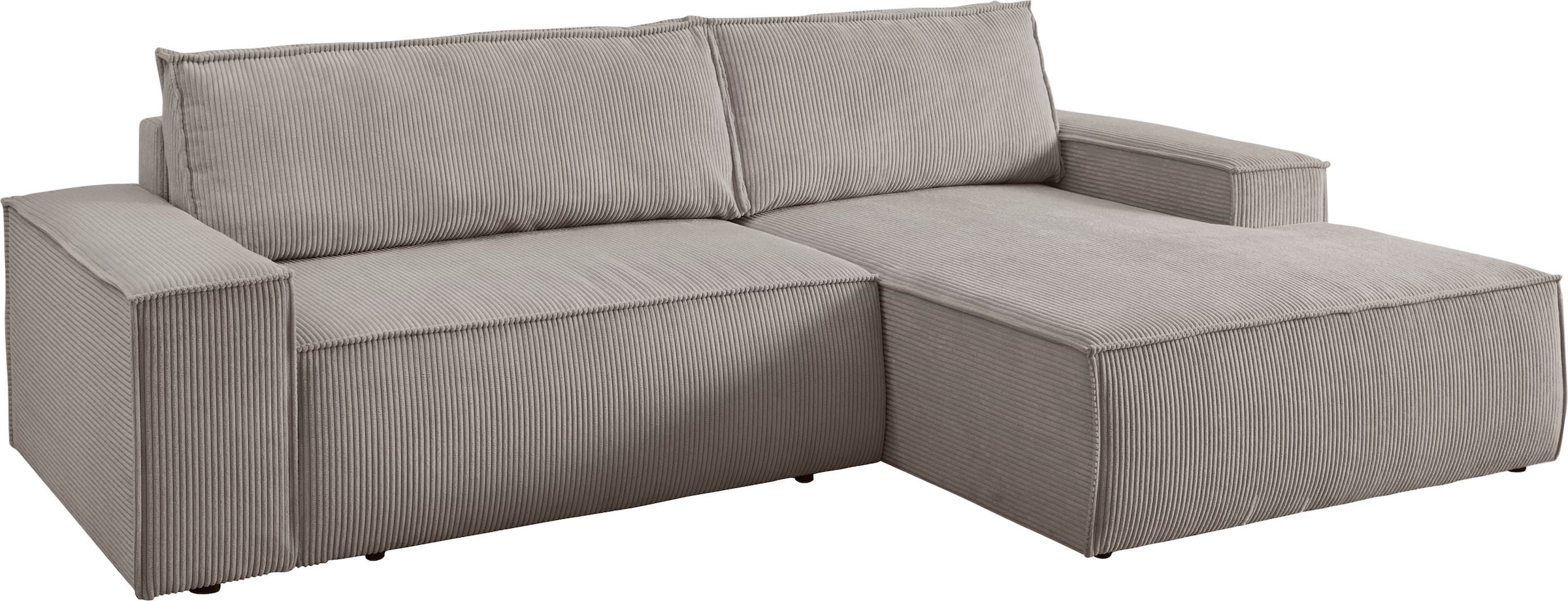 Home affaire Canapé d'angle »SHERWOOD Schlafsofa 267 cm, L-Form,« Schlaffunktion mit Bettkasten (210x136 cm), Cord, Vintage, Samtvelours
