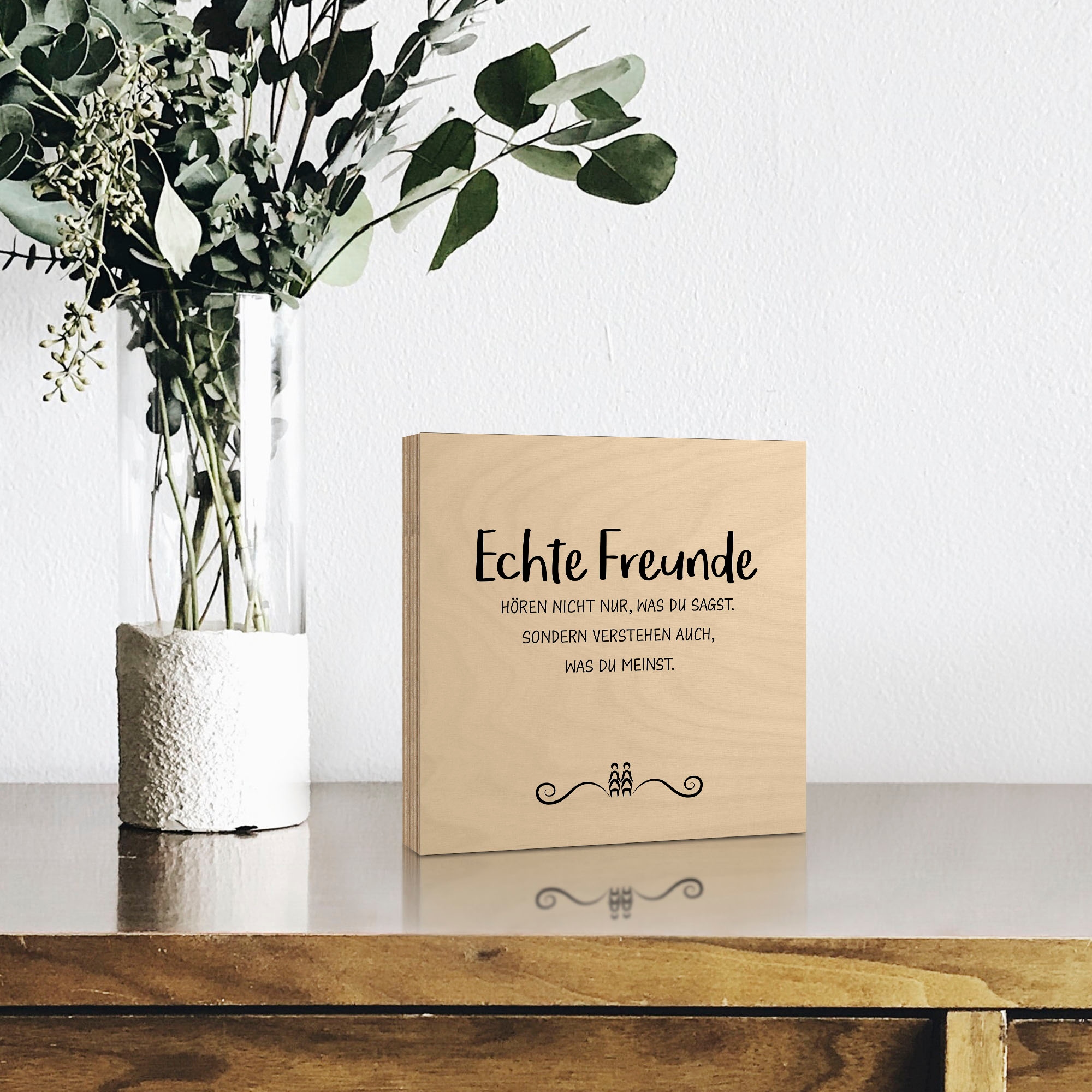 Artland Holzbild »Echte Freunde«, Sprüche & Texte, (1 St.)