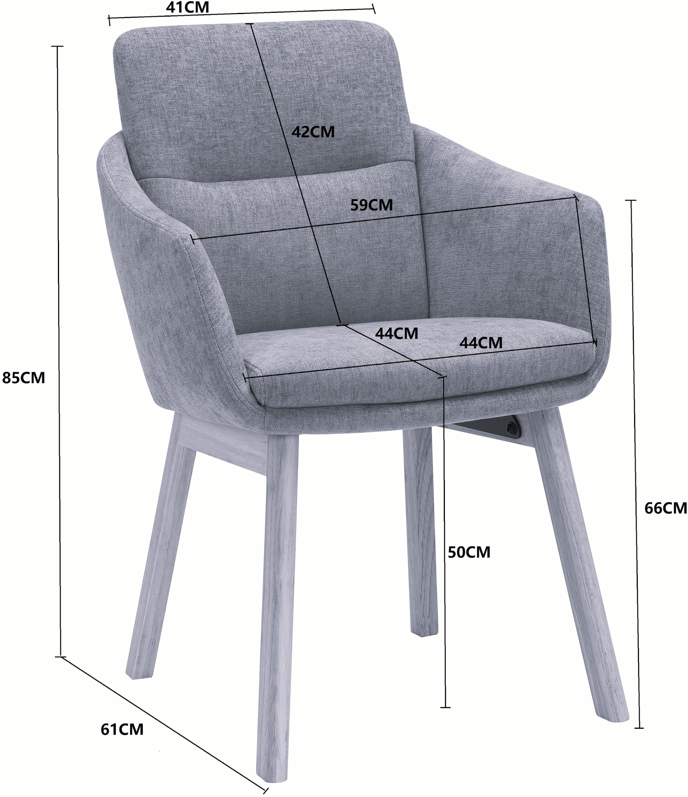 GOODproduct Chaise de salle à manger »Hadelin« () 1 cuispflegeleichter Webstoff, massives Echtholzgestell, Sitzhöhe ca. 50 cm