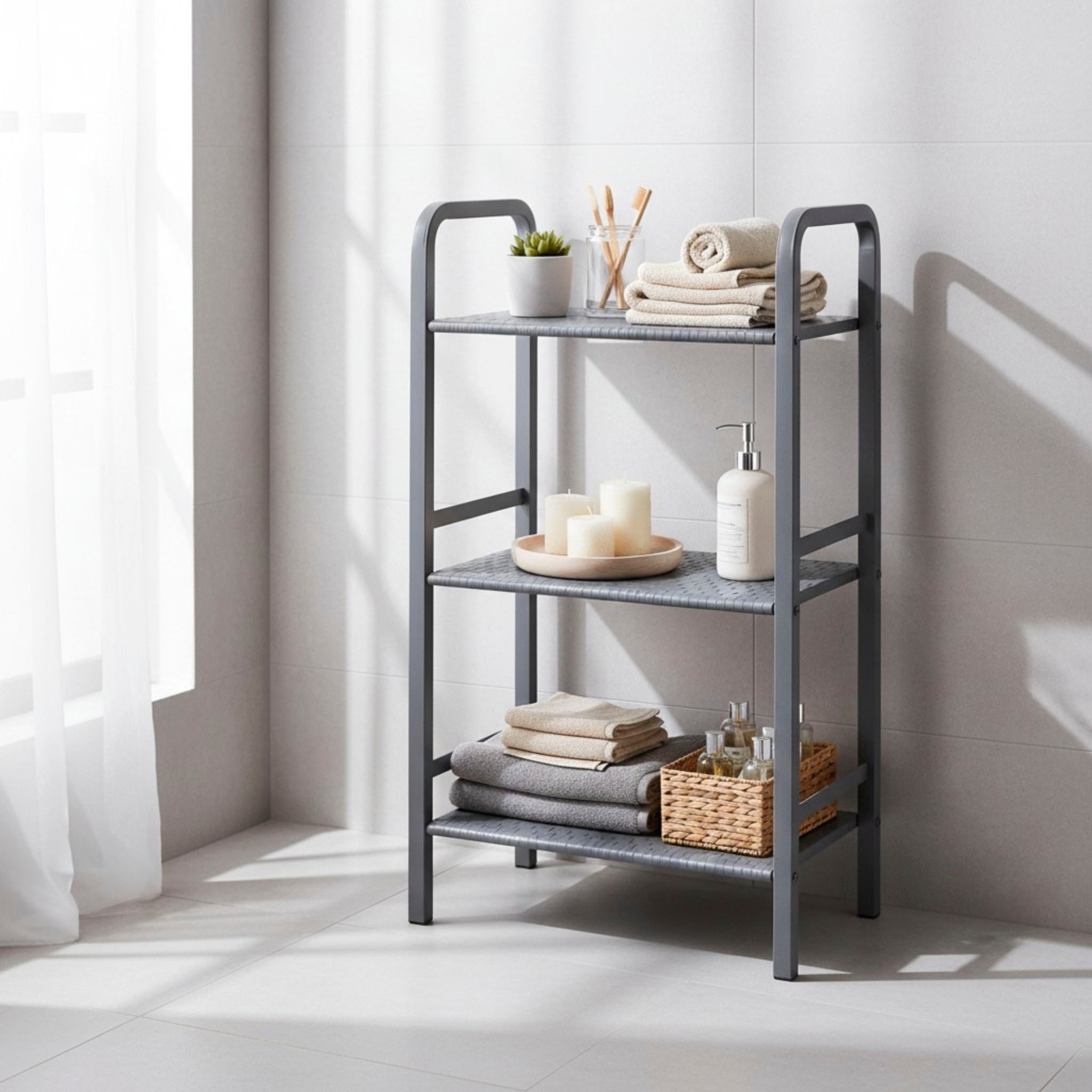 Étagère Design 3 Niveaux "Melo" 81cm Gris